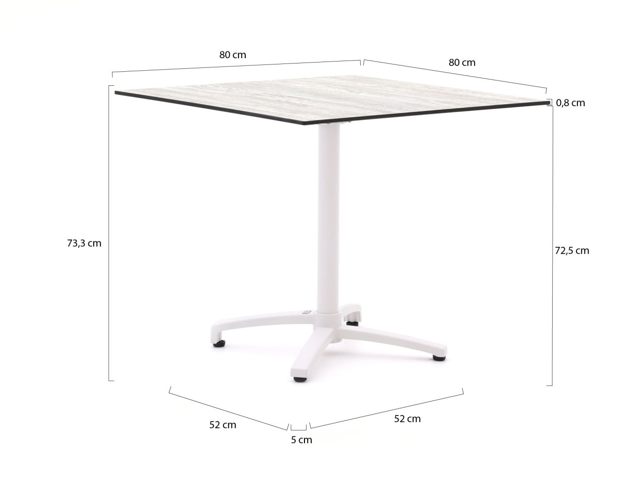 Bellagio Canzo Gartentisch klappbar 80x80x73 cm günstig online kaufen