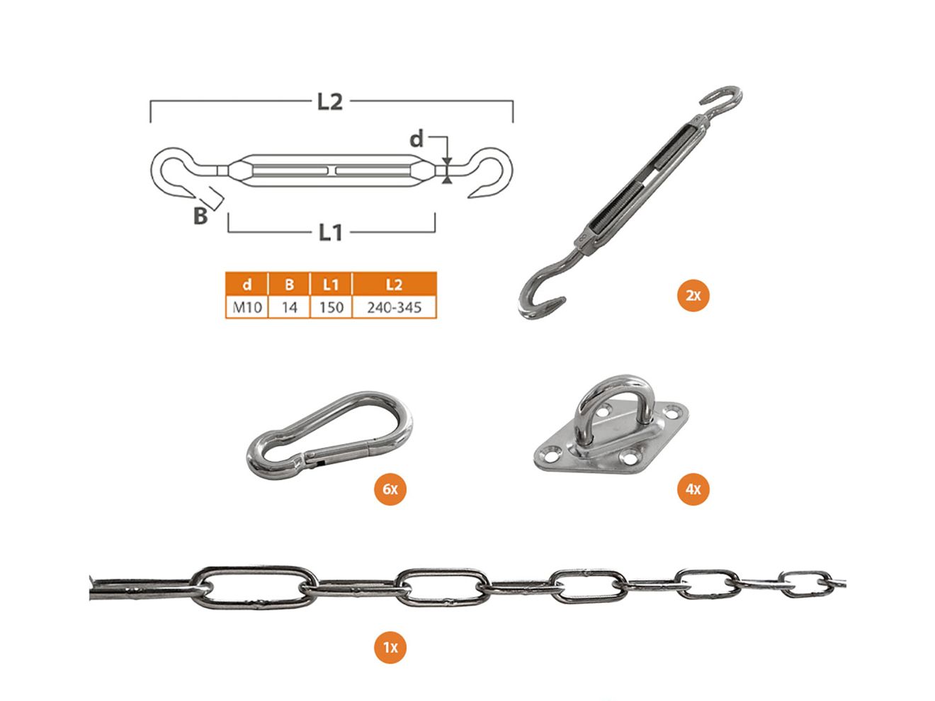 Shadow Comfort Befestigungsset für Sonnensegel Quadrat