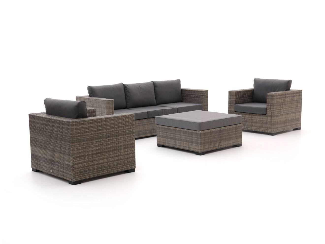 Forza Giotto Sessel-Sofa Lounge-Set 4-teilig Schwarz  Rabatt: 30 %