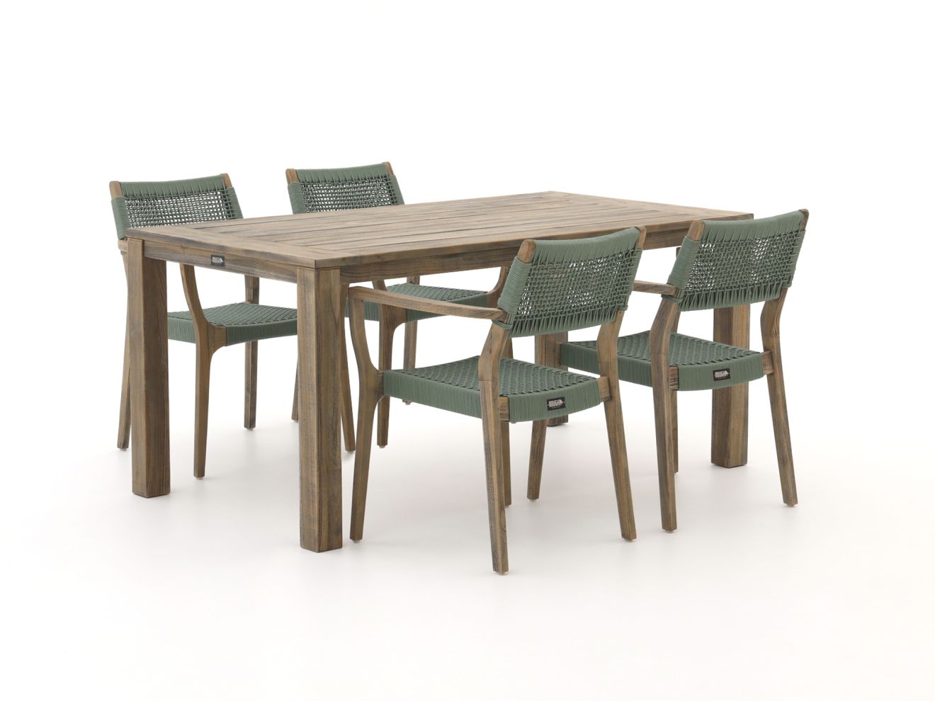 ROUGH-L Rope/ROUGH-S 160cm dining tuinset 5-delig stapelbaar günstig online kaufen