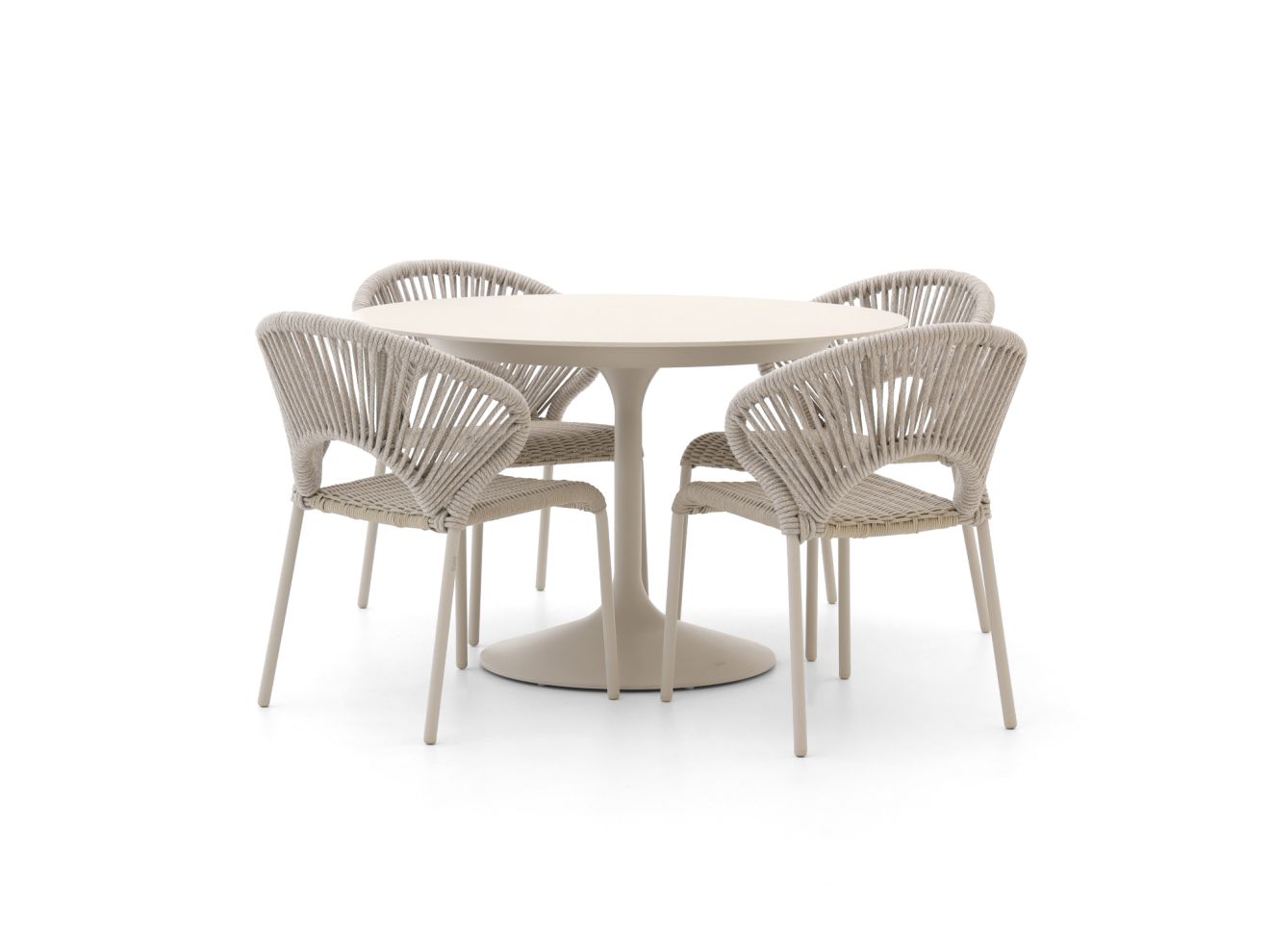 + 15 % Kassenrabatt | SUNS Vado/Nova ø 120 cm Gartenmöbel-Set 5-teilig stapelbar