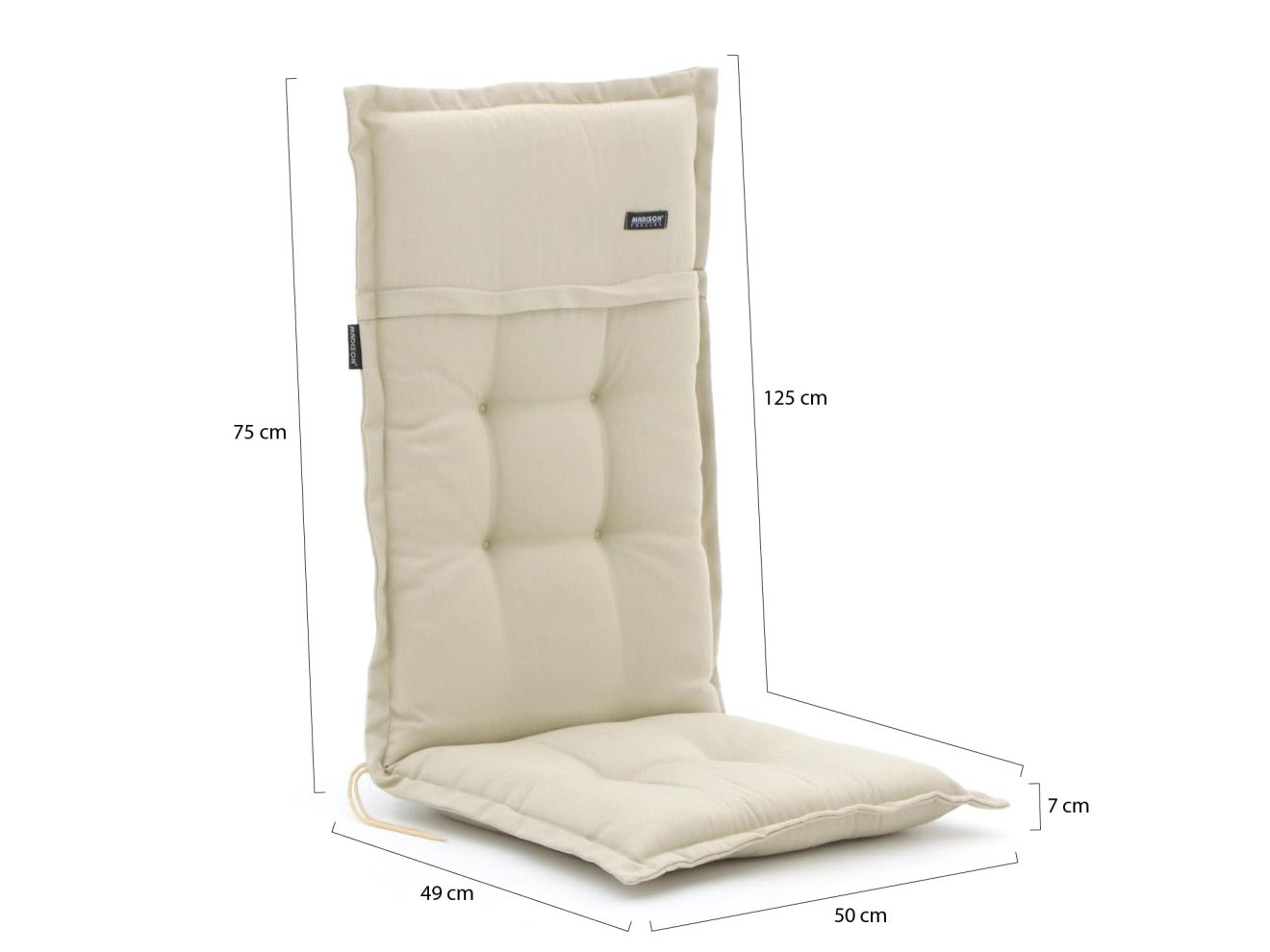Madison Auflage Hochlehner 125x50 cm Rab...