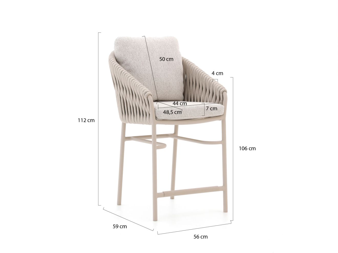 SUNS Nappa Low Barhocker Outdoor stapelbar Taupe