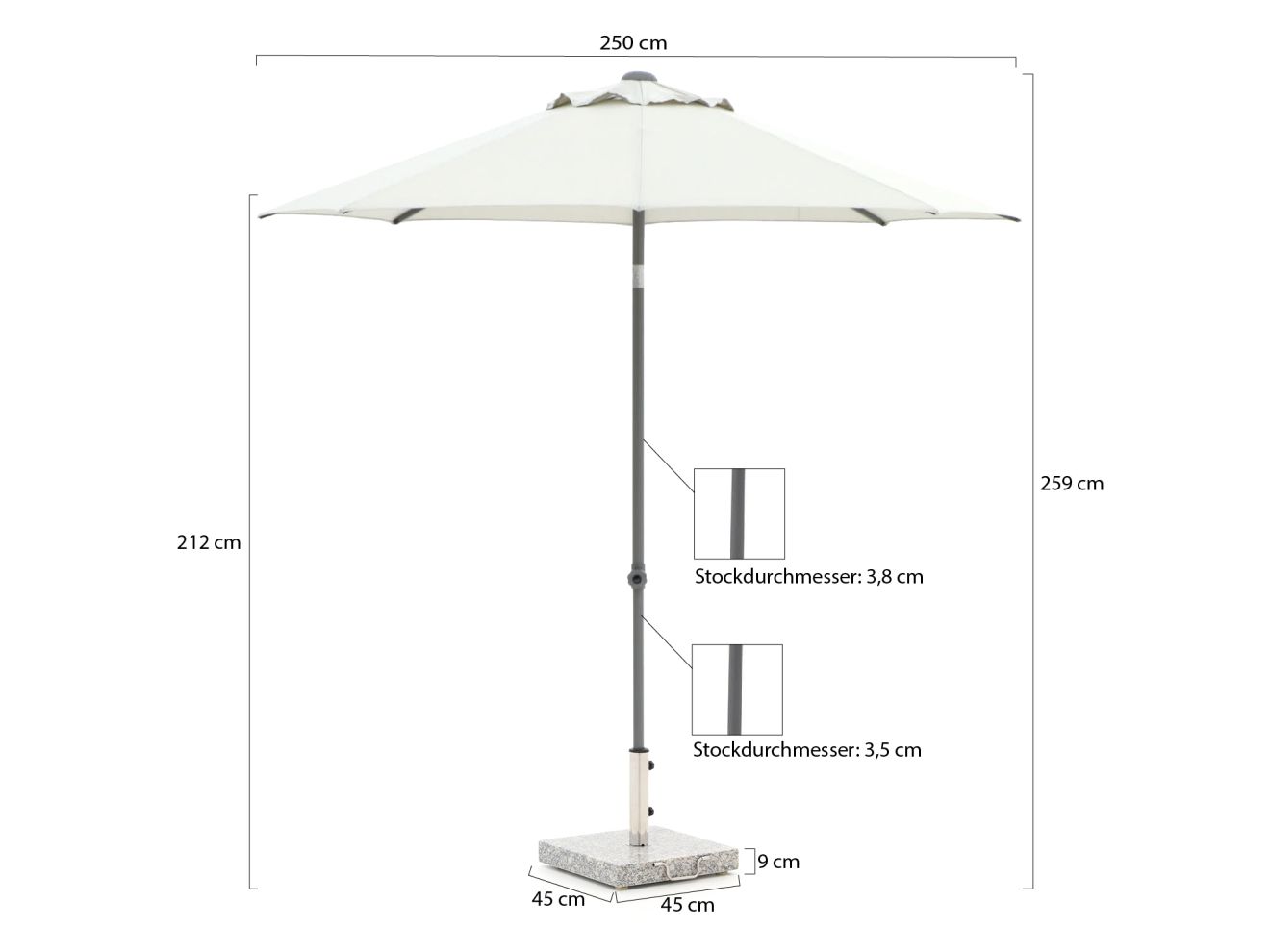 Shadowline Push-up Sonnenschirm ø 250 c...