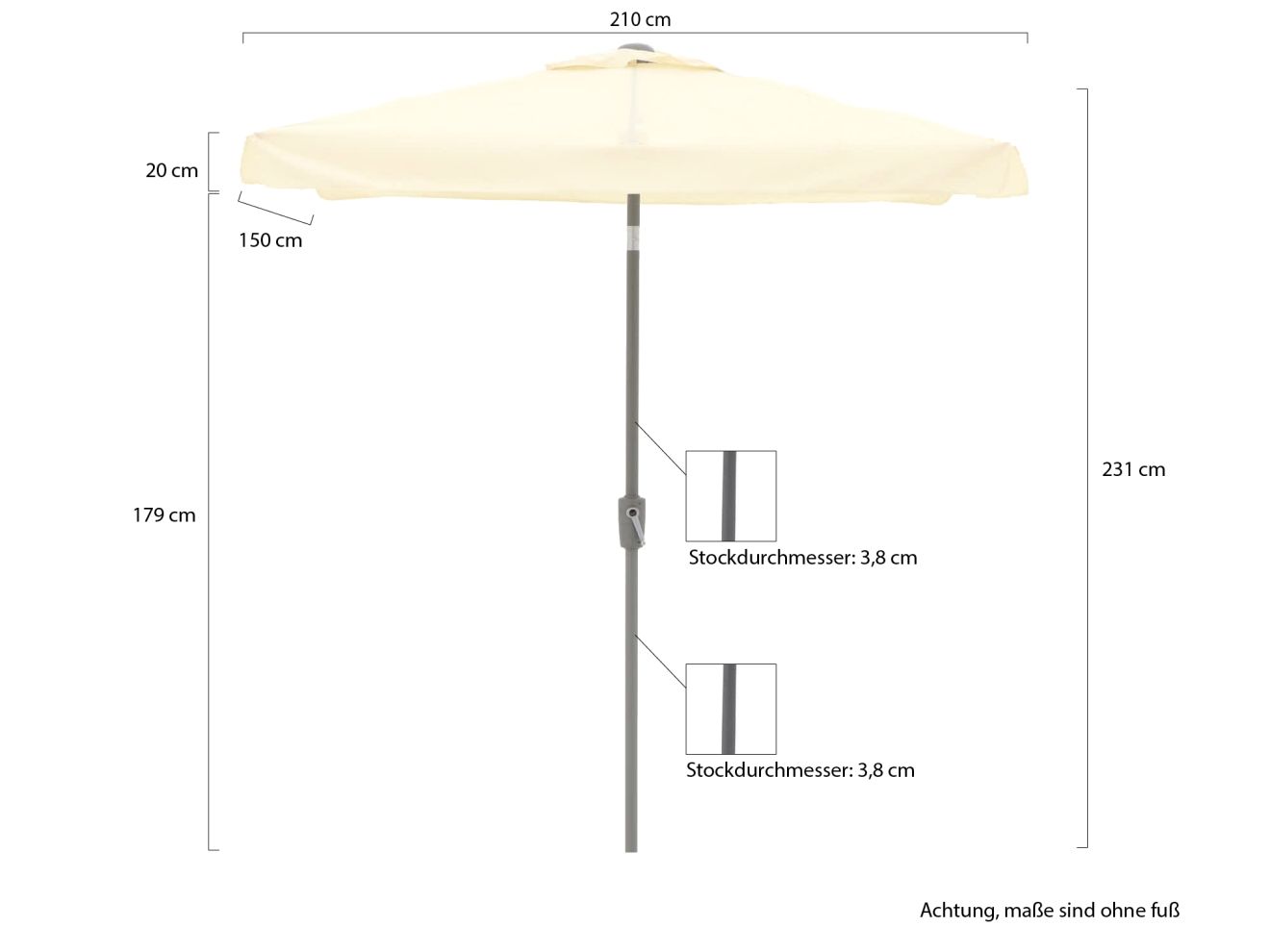 Shadowline Aruba Sonnenschirm 210x150 cm... Shadowline Aruba Sonnenschirm 210x150 cm...