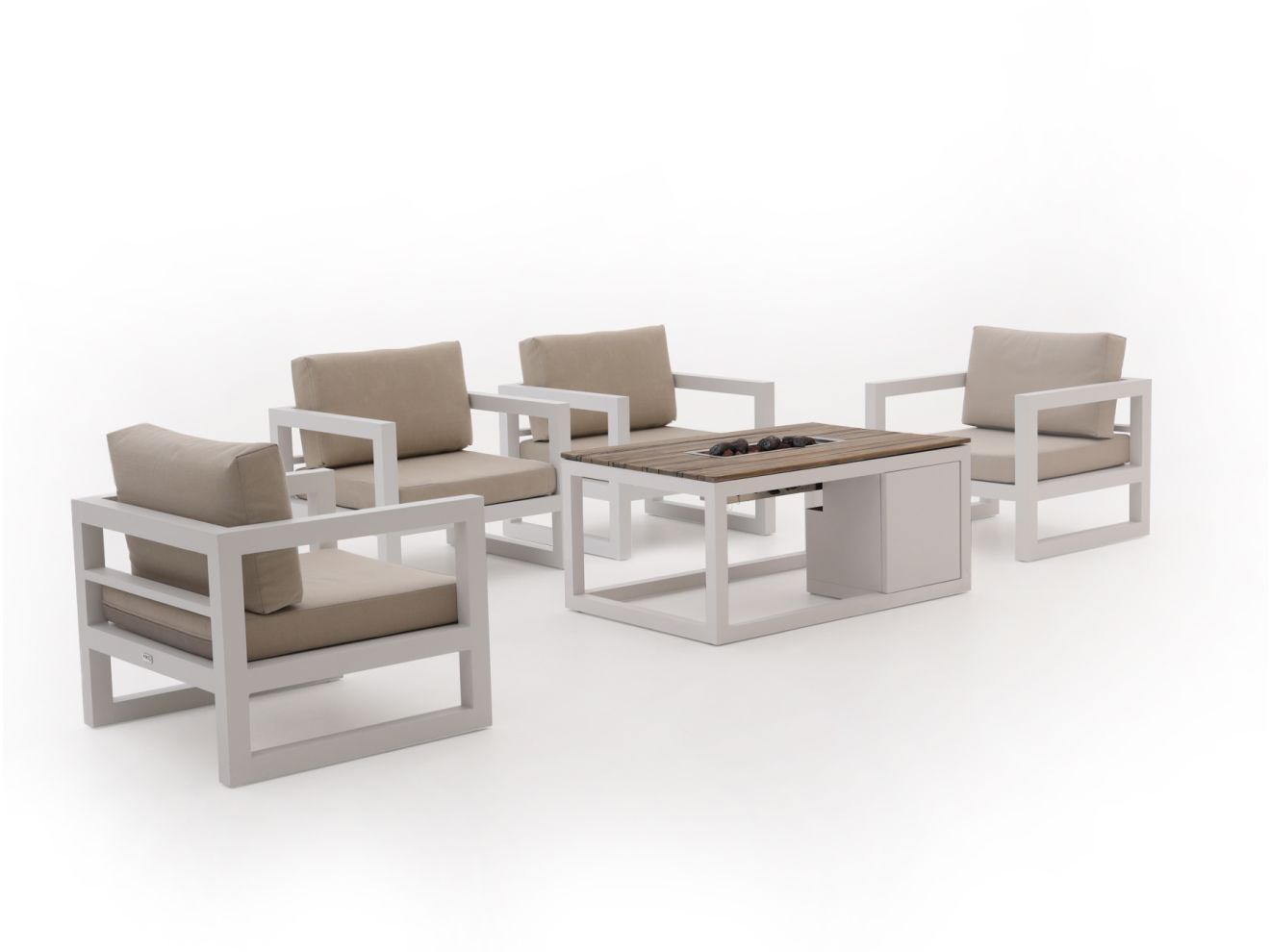 Forza Calleo/Cosiraw Sessel Lounge-Set mit Feuertisch 5-teilig günstig online kaufen