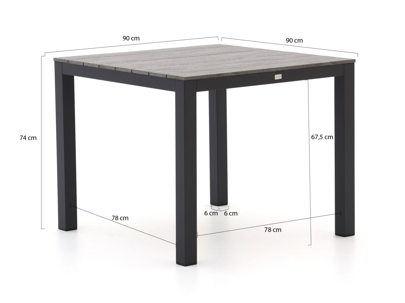 Forza Ripi/Fidenza 90 cm Gartenmöbel-Set 5-Teilig Stapelbar Grau