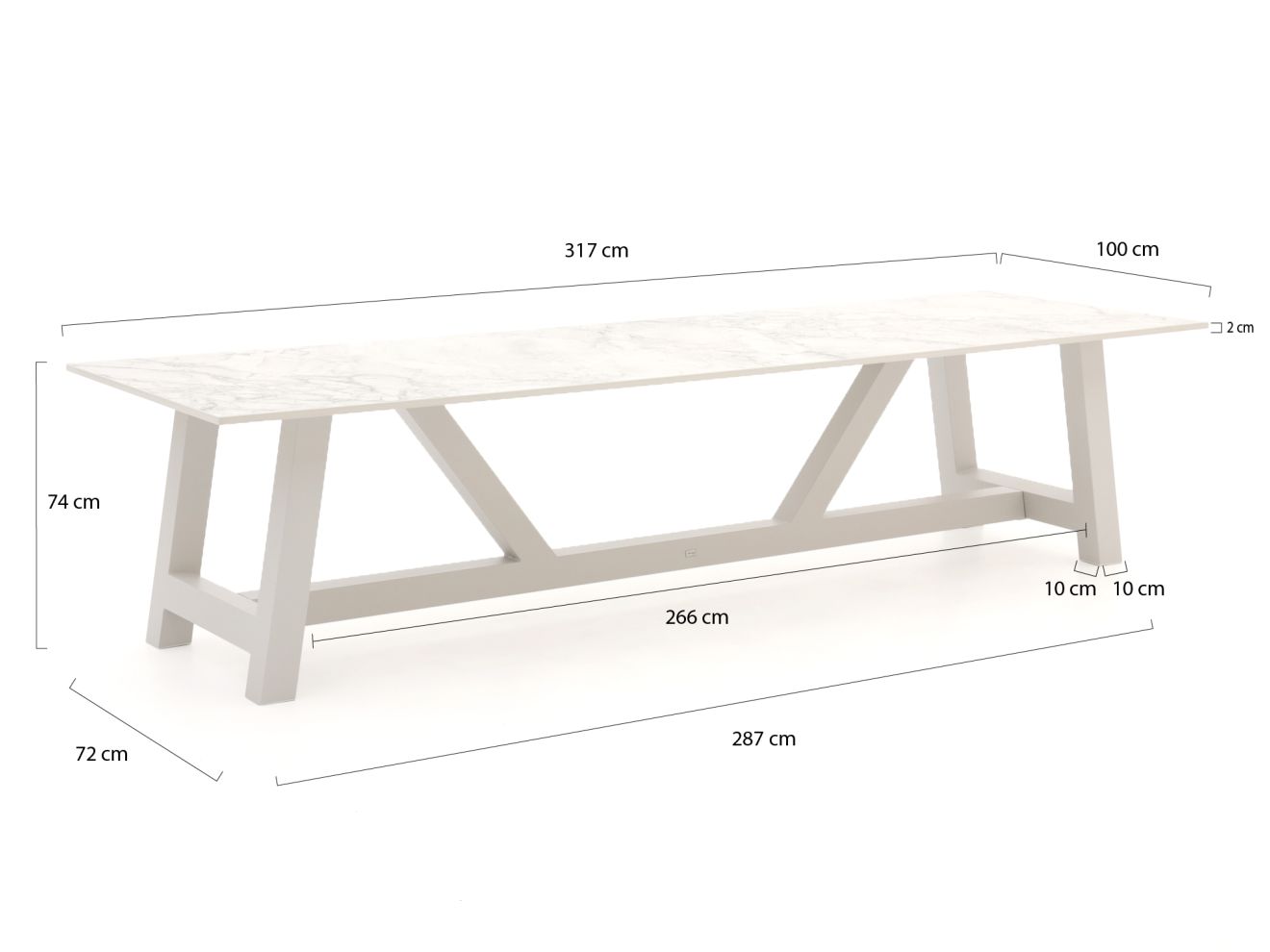 Bellagio Bresimo Gartentisch 317x100 cm günstig online kaufen
