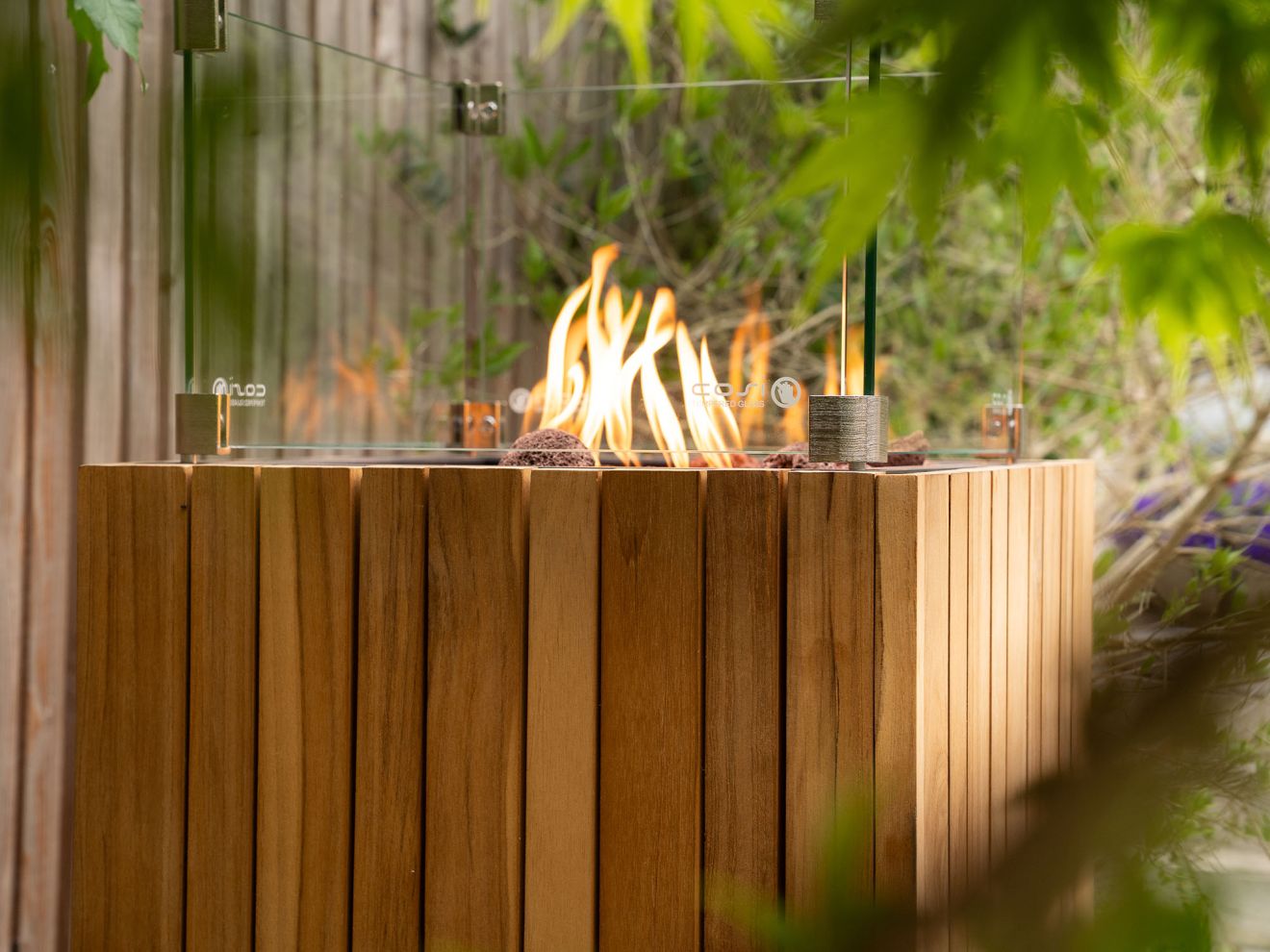 Cosipillar Square Feuersäule 40x40x110 cm Braun