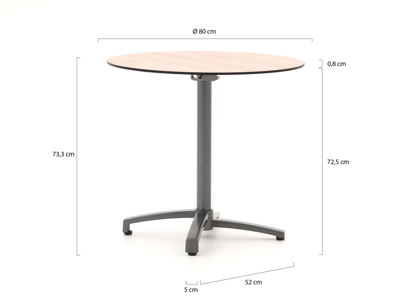 Bellagio Canzo Gartentisch klappbar ø 80 cm (h:73 cm) günstig online kaufen