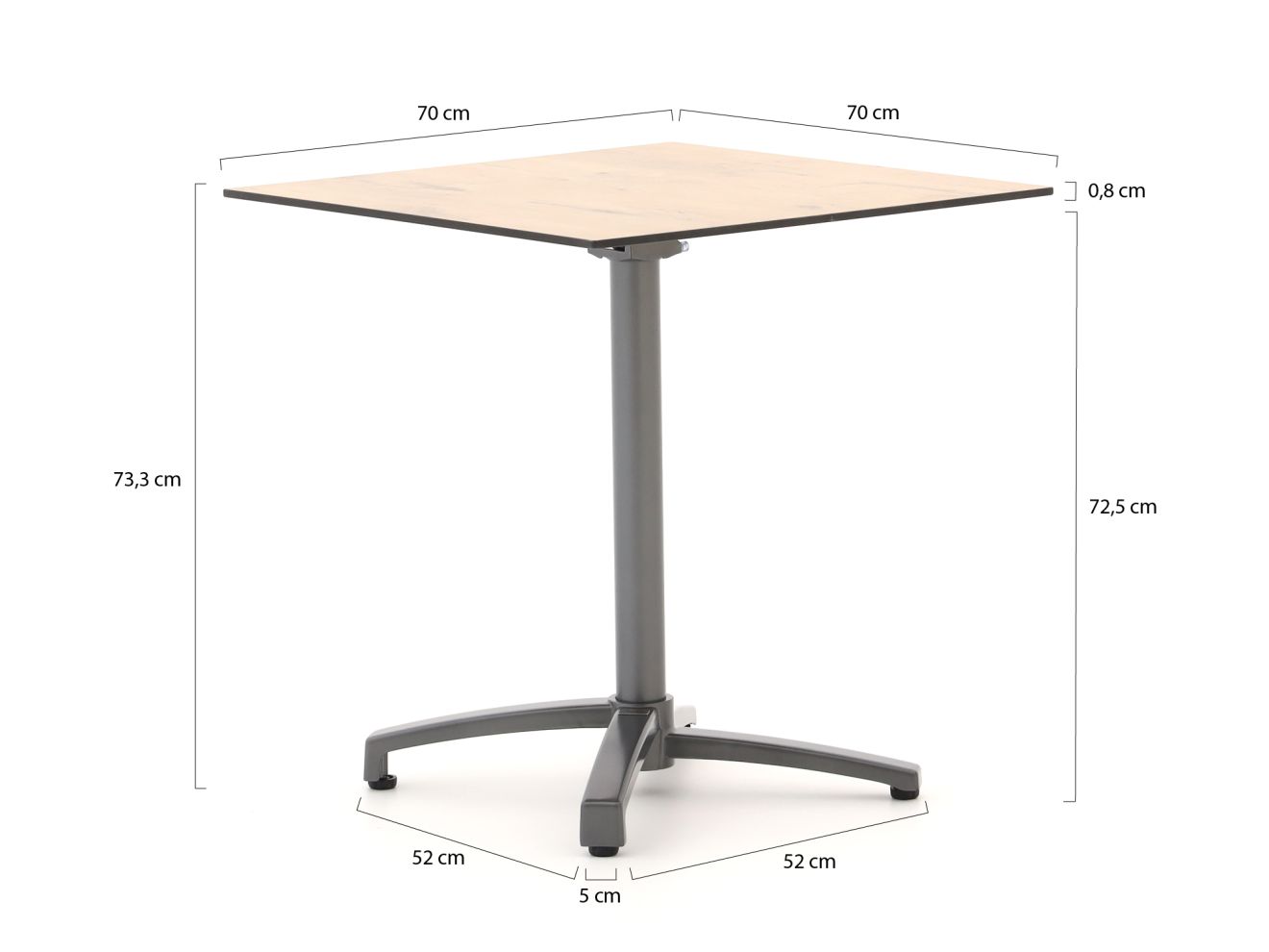 Bellagio Canzo Gartentisch klappbar 70x70x73 cm günstig online kaufen