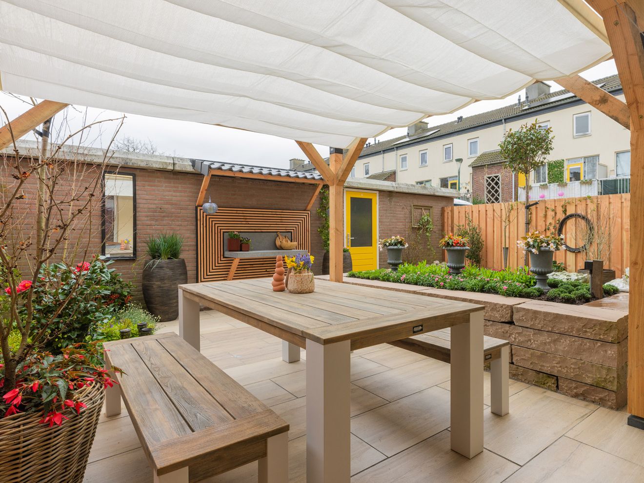 ROUGH-S/ROUGH-X 180 cm Gartenmöbel-Set met bank 4-teilig stapelbaar Braun  Rabatt: 20 %