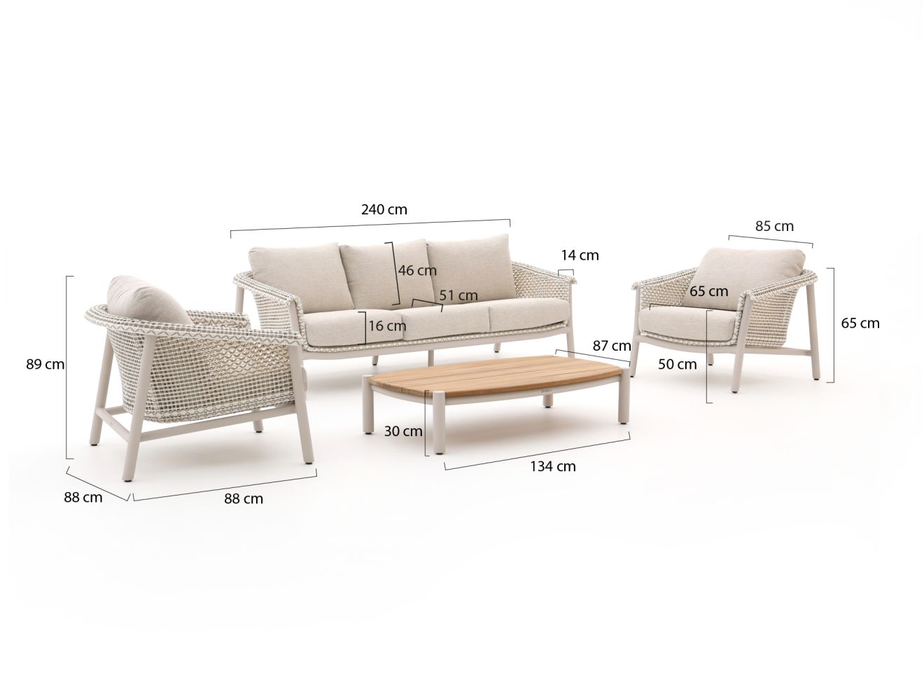 Zavelli Cuore Sessel-Sofa Lounge-Set 4-teilig 5-Sitzer günstig online kaufen