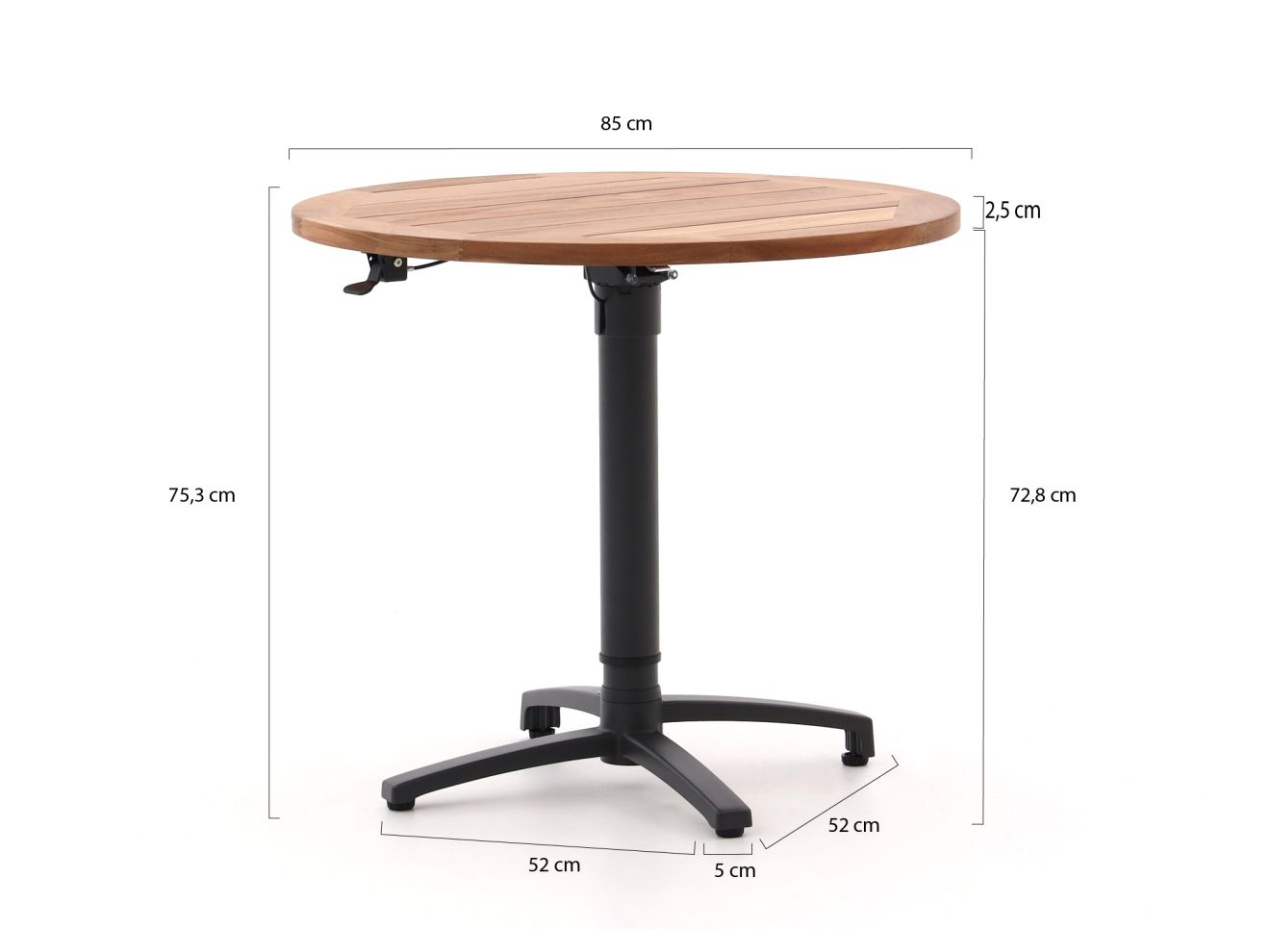 Bellagio Canzo Gartentisch klappbar Ø85 (h:73/109 cm) verstellbar günstig online kaufen