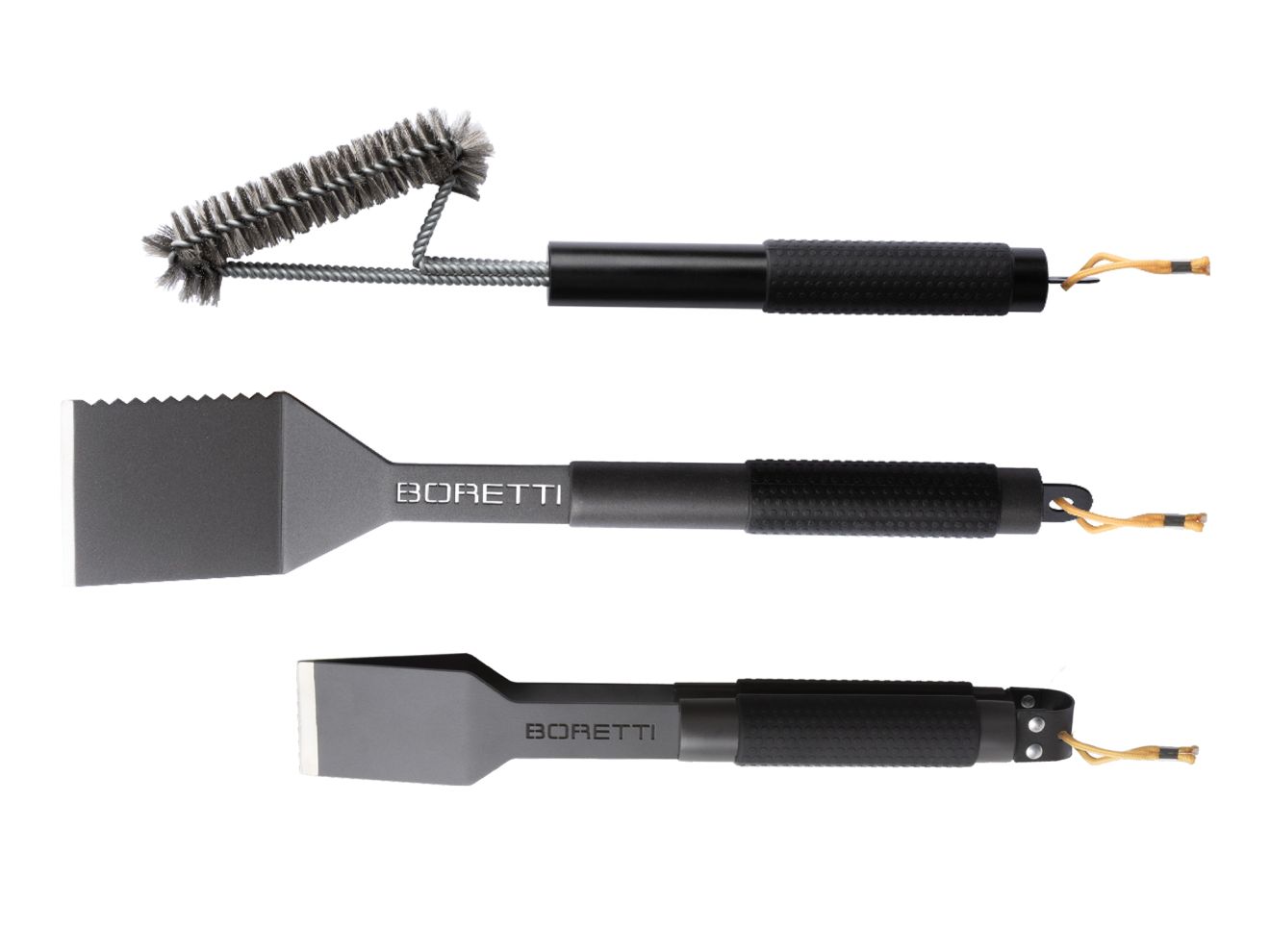 + 15 % Kassenrabatt | Boretti Grill Grillwerkzeugset 3-teilig (Zange kompakt, Spatel, Bürste)