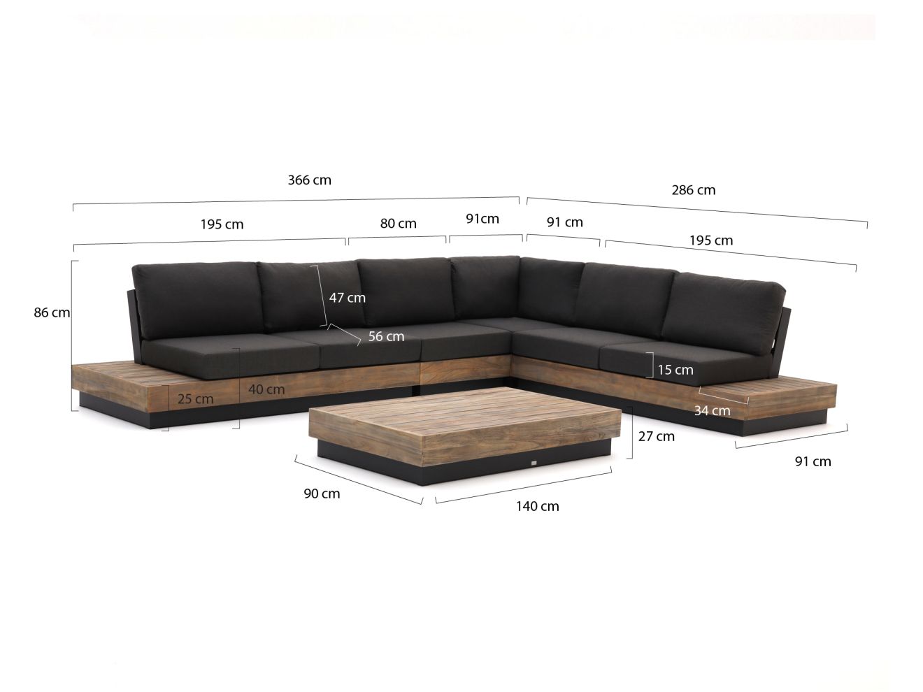 Bellagio Pilago Ecklounge-Set 5-teilig Grau 366x268cm Rabatt: 20 %