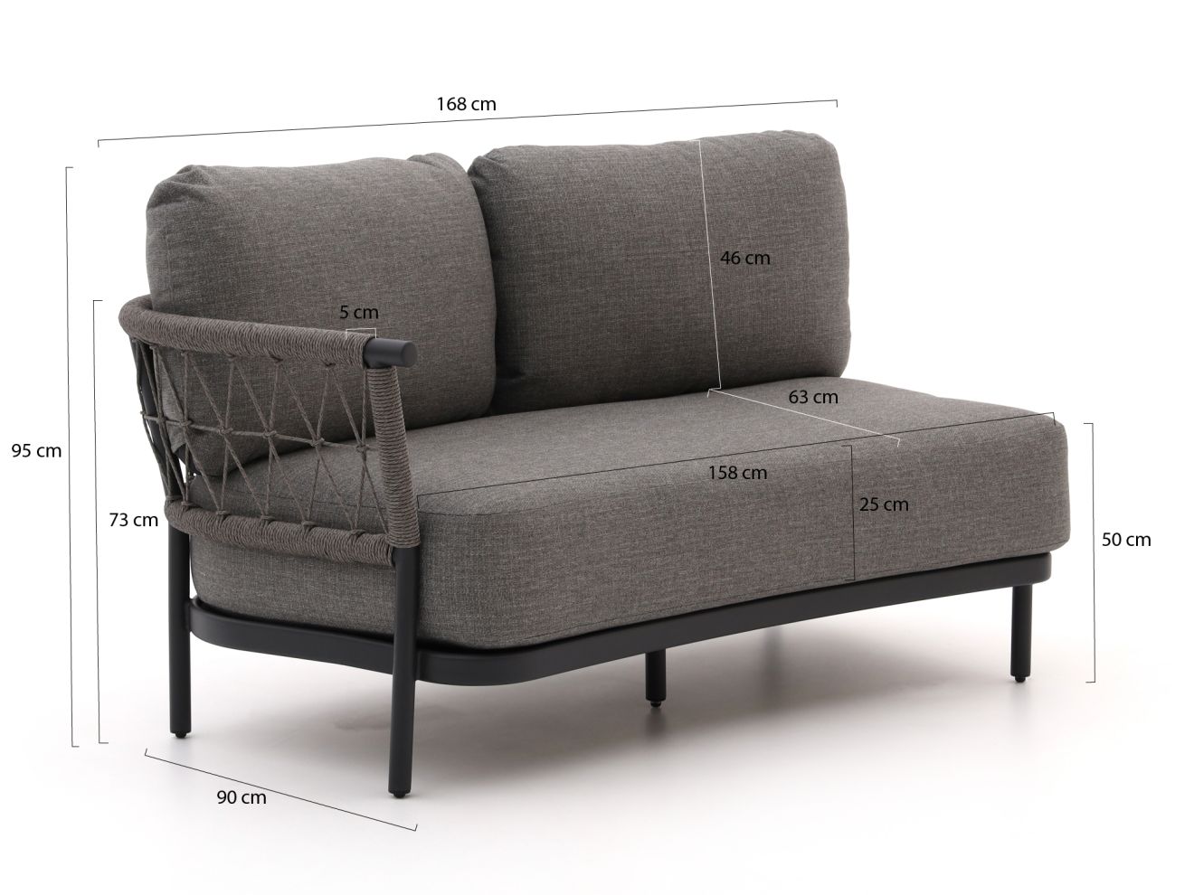 Bellagio Calizzano Gartensofa 2-Sitzer 168 cm inkl. Eckelement + linker Arm günstig online kaufen