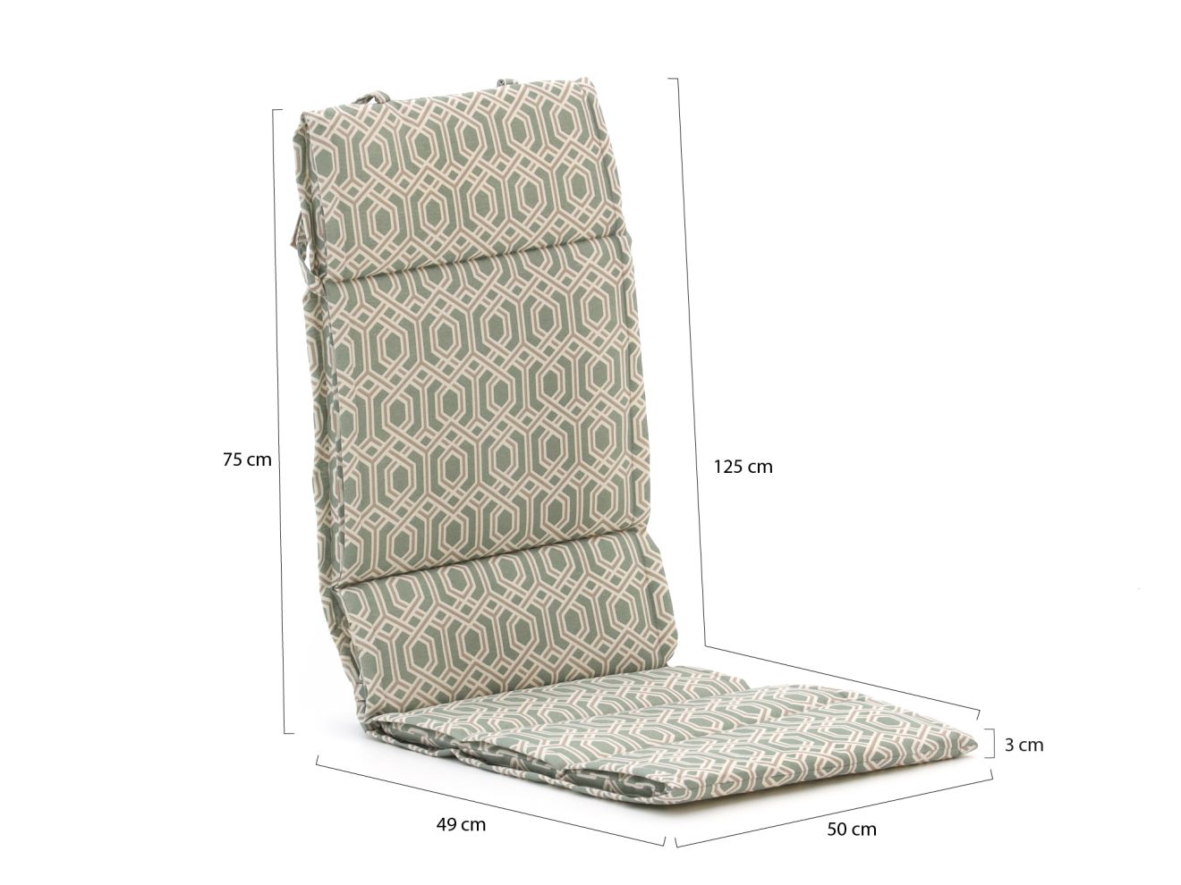 Madison Auflage Hochlehner dünn 125x50  cm Grün 125x50cm