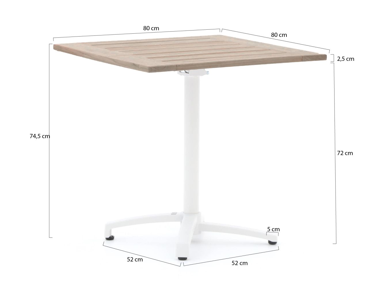 Bellagio Canzo Gartentisch klappbar 80x80x75 cm günstig online kaufen