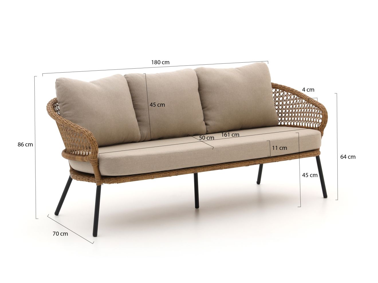 Intenso Bellacera Gartensofa 3-Sitzer 180 cm günstig online kaufen