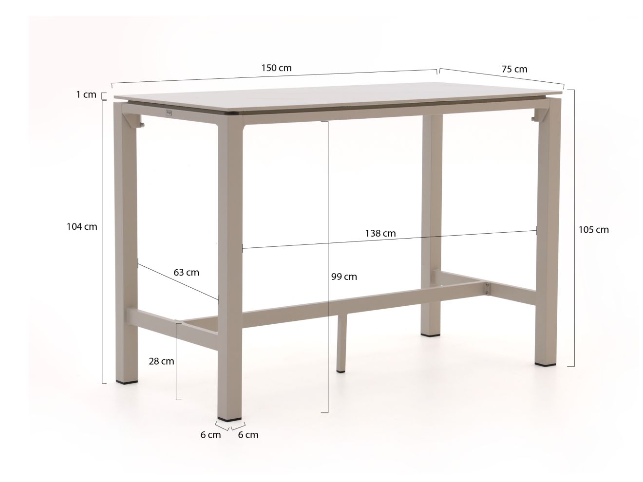 Bellagio Trecenta Bartisch 150x75x105cm günstig online kaufen