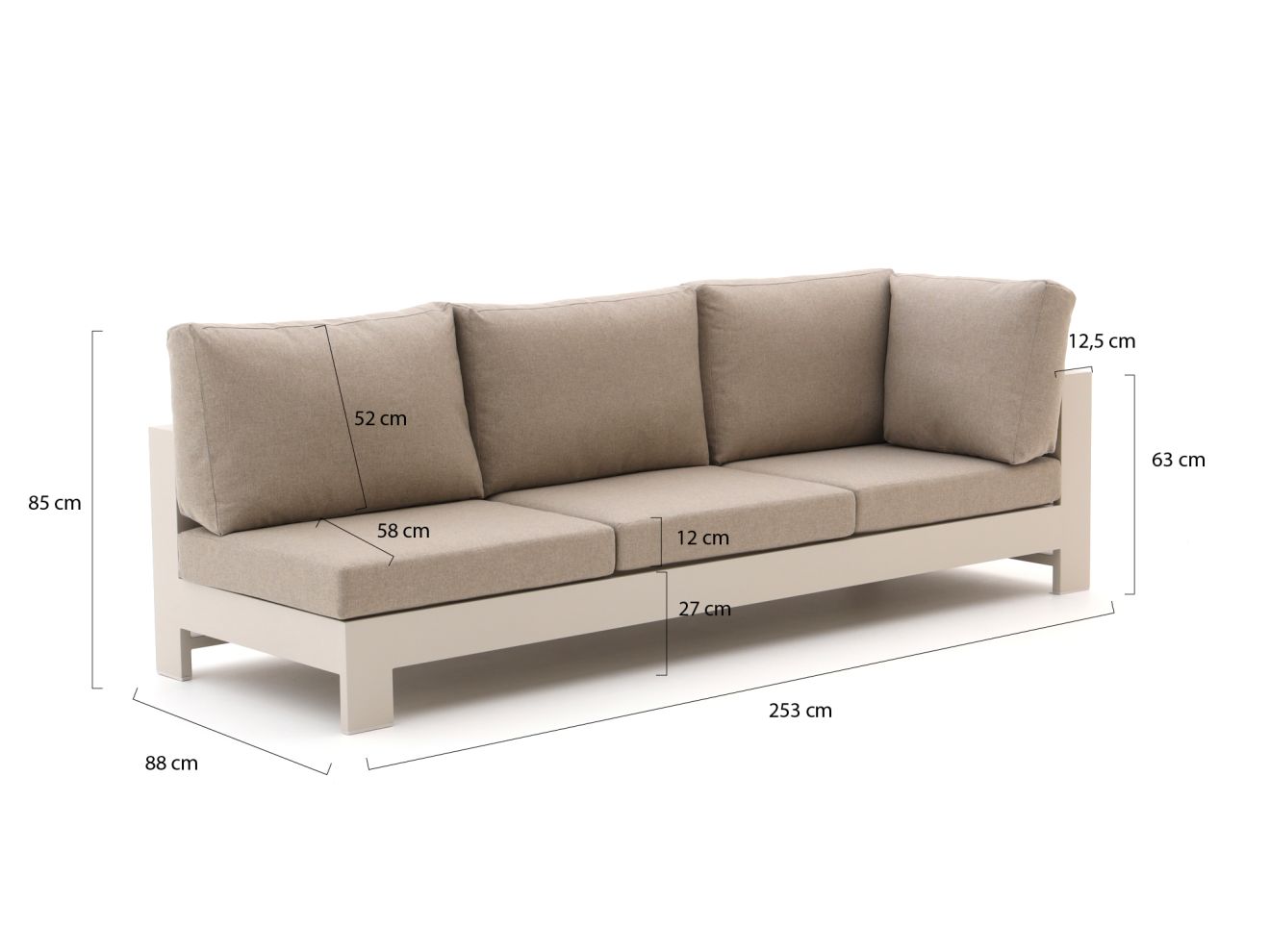 Bellagio Avolo Gartensofa 3-Sitzer linker Arm 253 cm günstig online kaufen