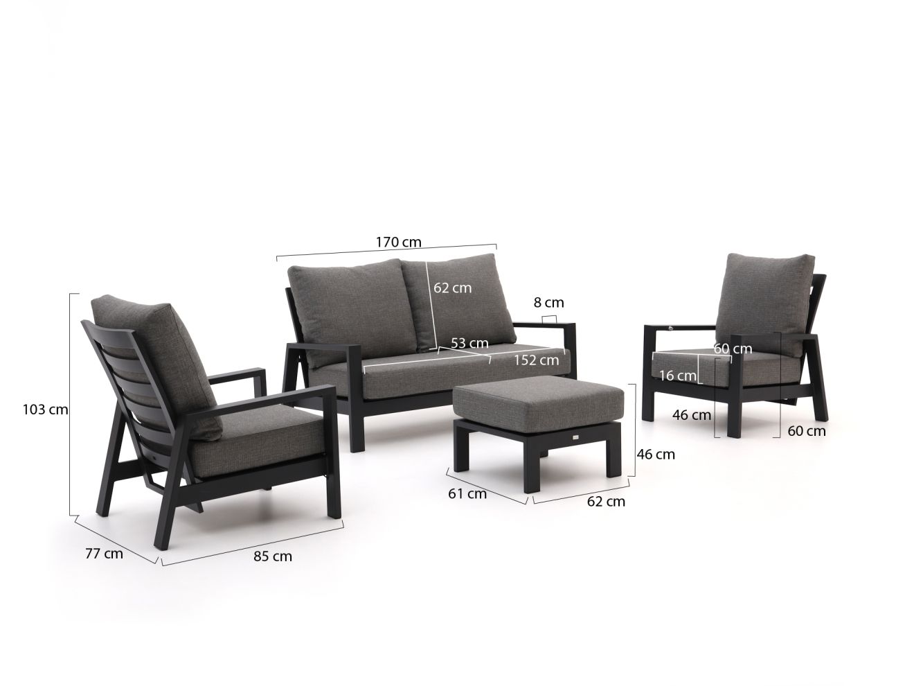 Bellagio Musone Sessel-Sofa Lounge-Set 4-Sitzer 4-teilig günstig online kaufen
