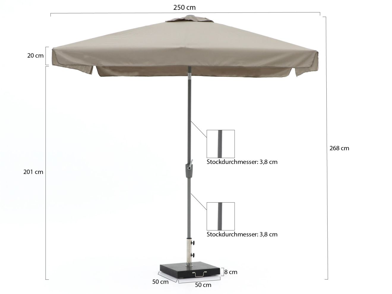 Shadowline Aruba Sonnenschirm 250x250 cm günstig online kaufen