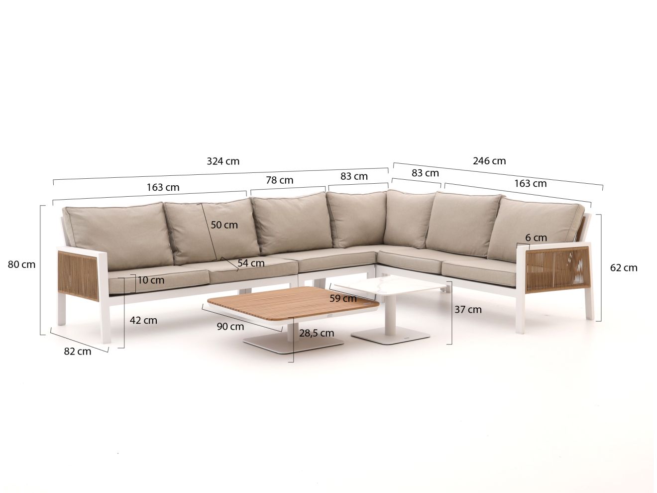 Manifesto Alzano/San Lupo Ecklounge-Set 6-teilig Weiß  Rabatt: 20 %