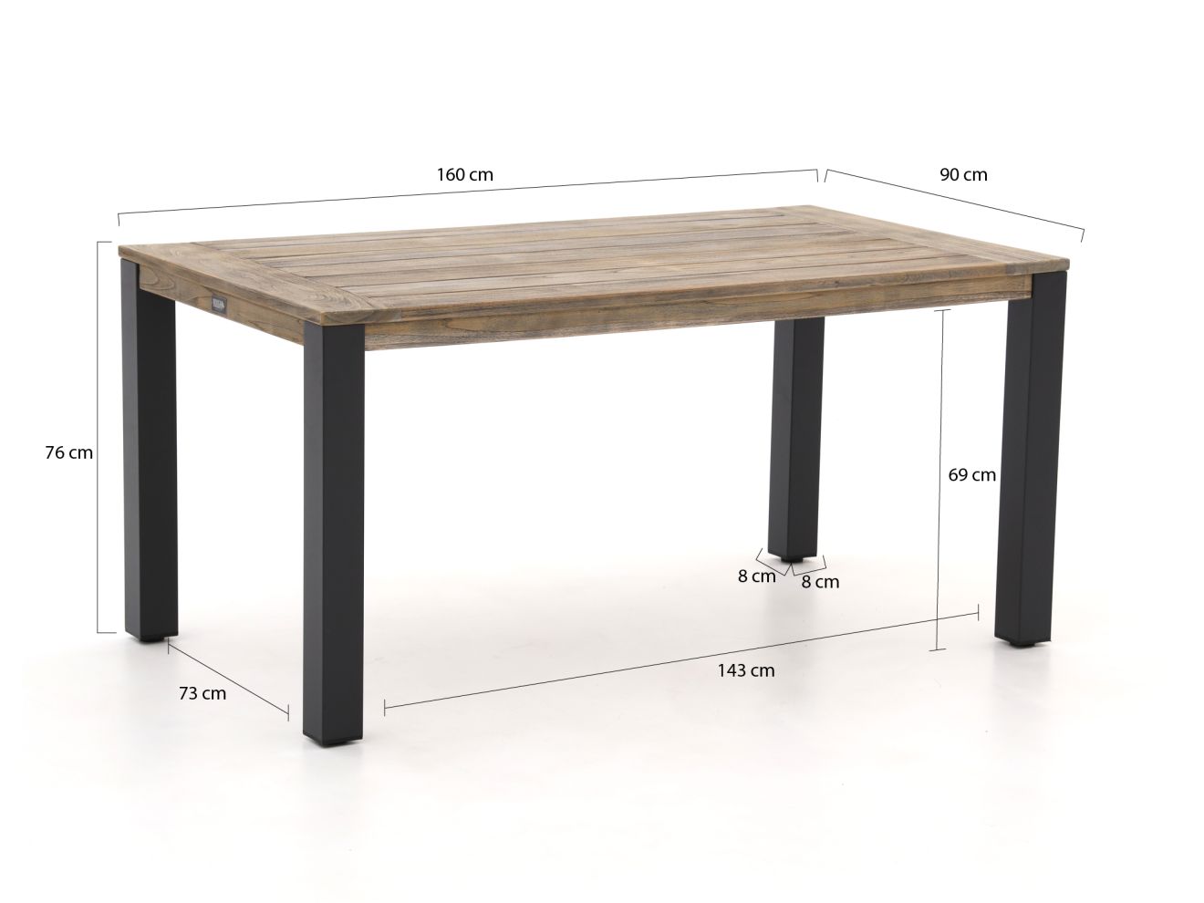 Tierra Outdoor Liv/ROUGH-S 160 cm Gartenmöbel-Set 5-teilig stapelbar