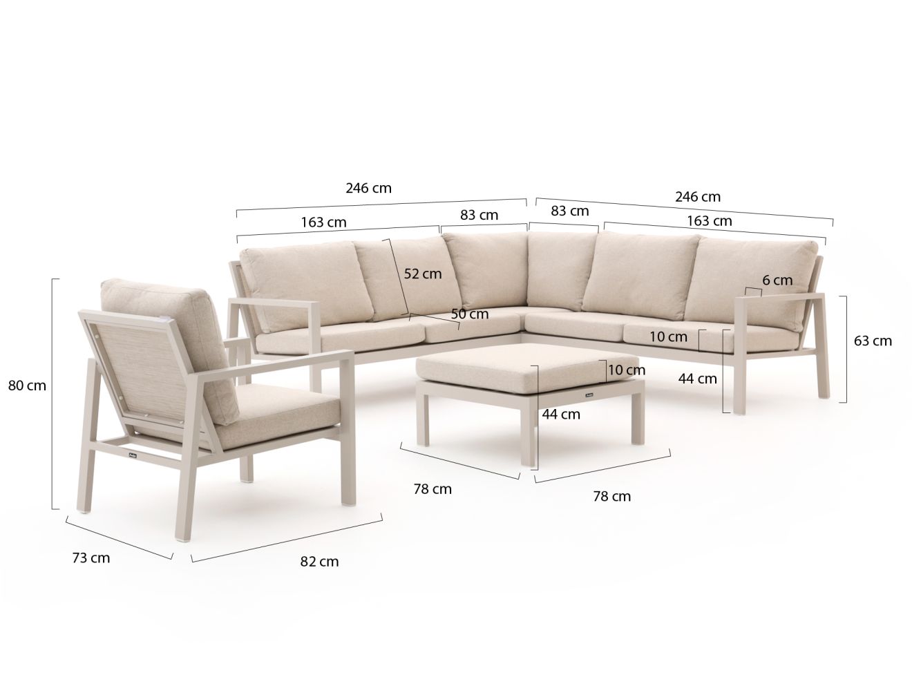 Manifesto Alzano Ecklounge-Set 5-teilig 6-Sitzer Taupe  Rabatt: 21 %