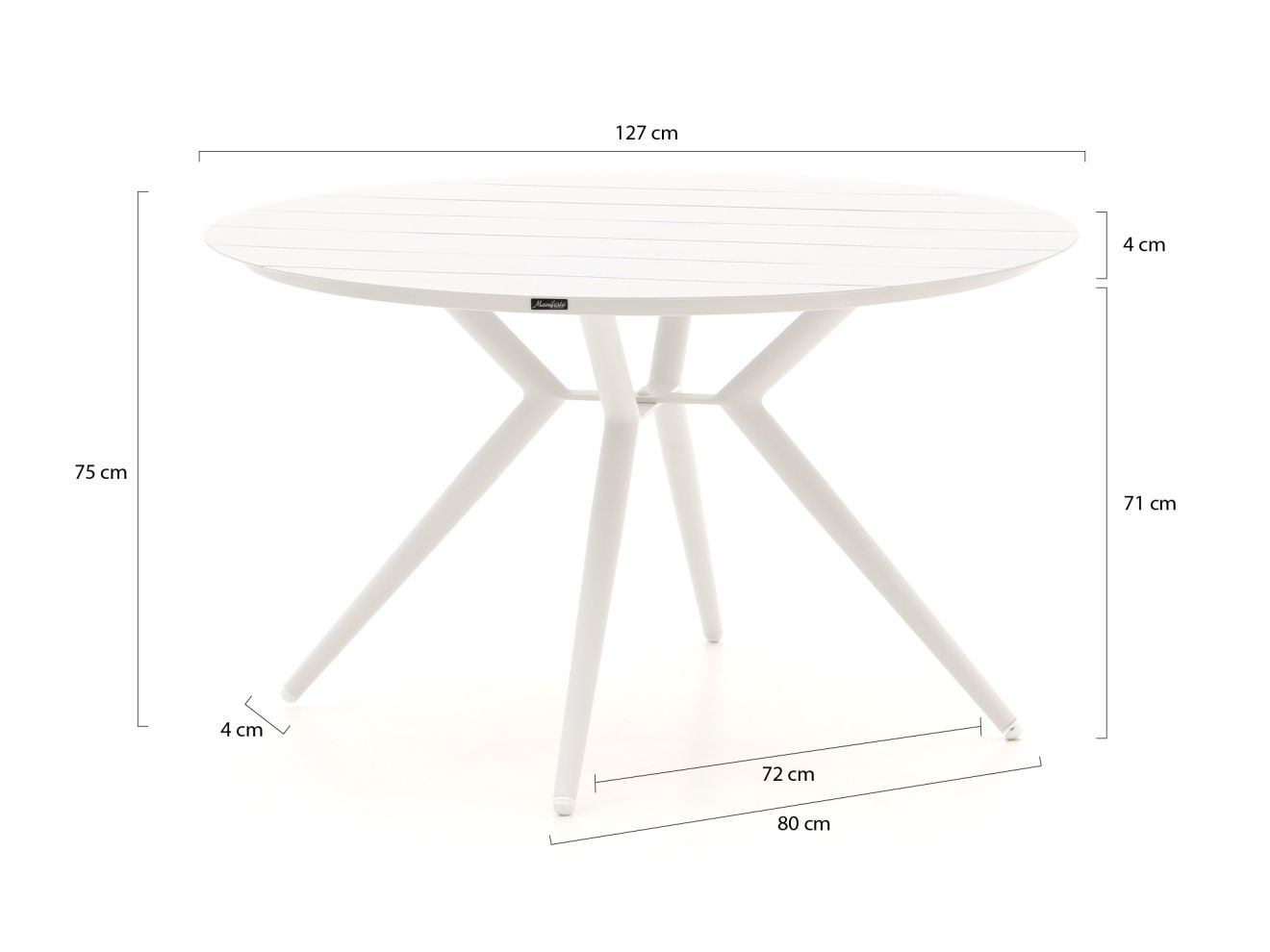 Hartman Le Soleil/Sora ø 127 cm Gartenmöbel-Set 5-teilig Weiß 127cm Rabatt: 25 %