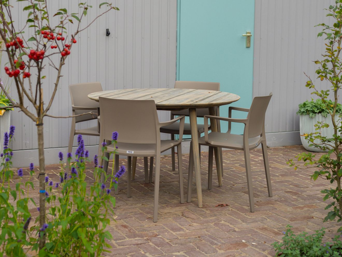 Forza Sile/Sestino 90 cm Gartenmöbel-Set 5-teilig stapelbar Weiß  Rabatt: 20 %