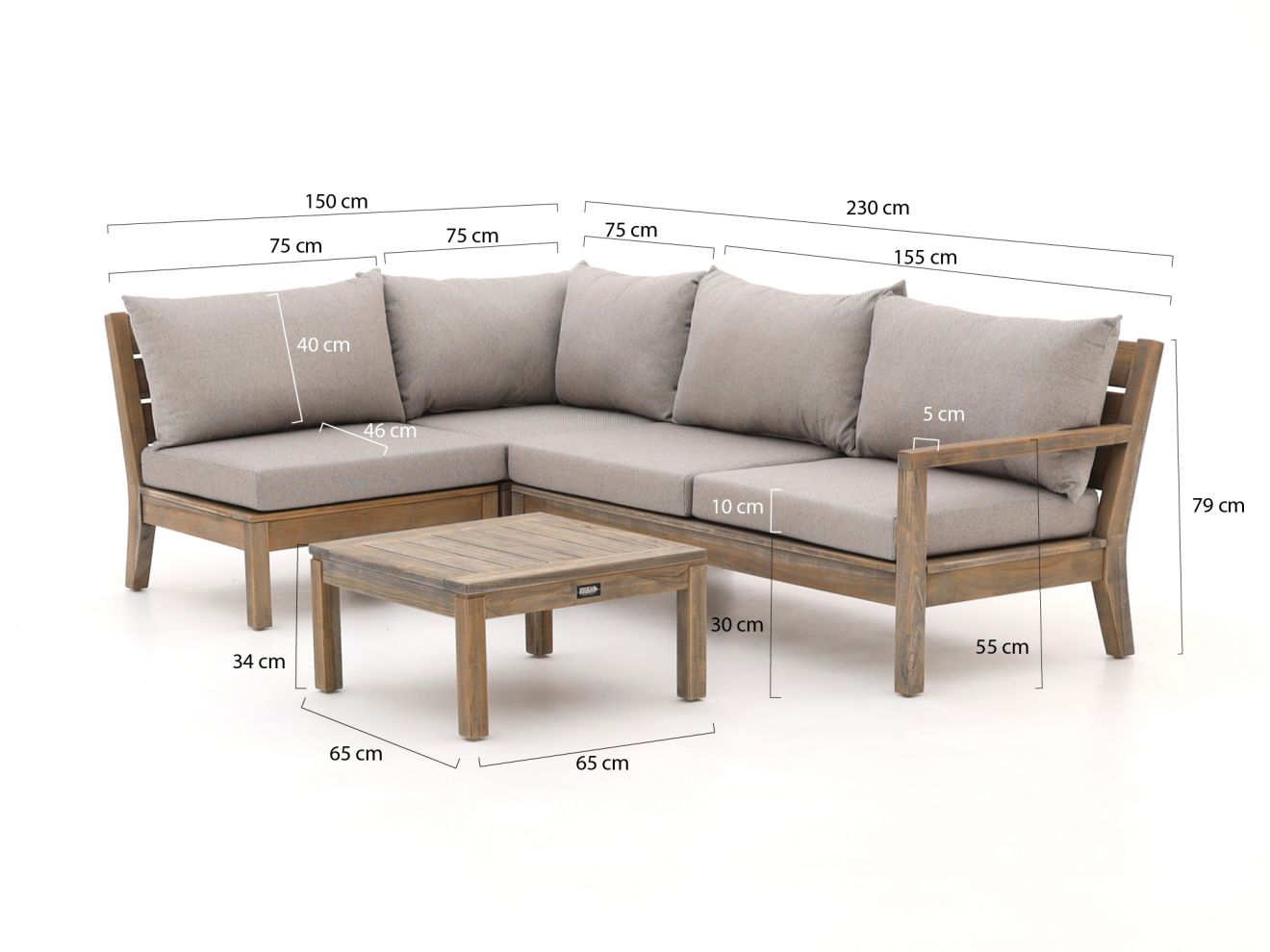 ROUGH Batang Ecklounge-Set 4-teilig links Braun 230x150cm Rabatt: 20 %