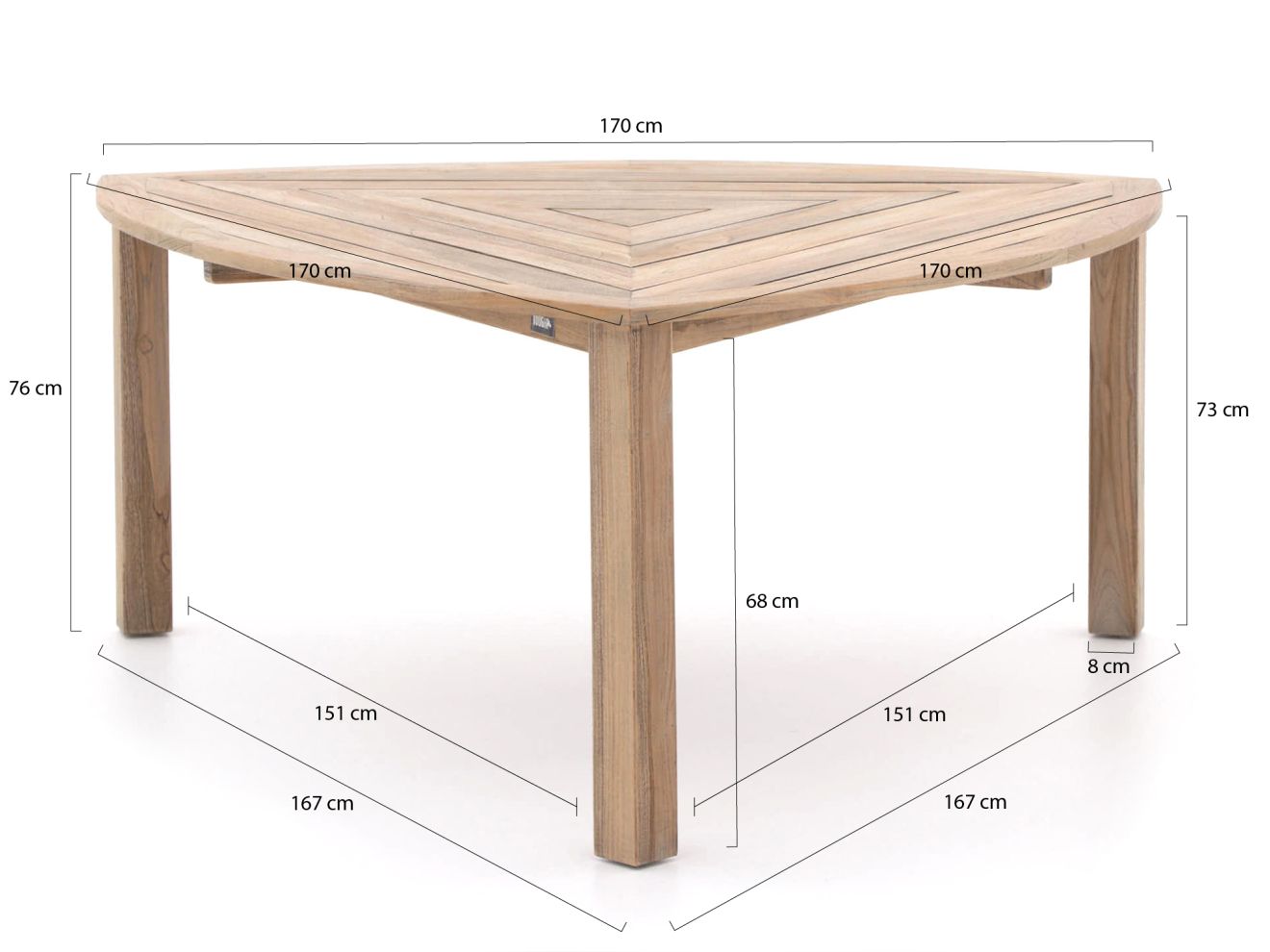 ROUGH-S Triangular Gartentisch 170x170x170x76 cm günstig online kaufen