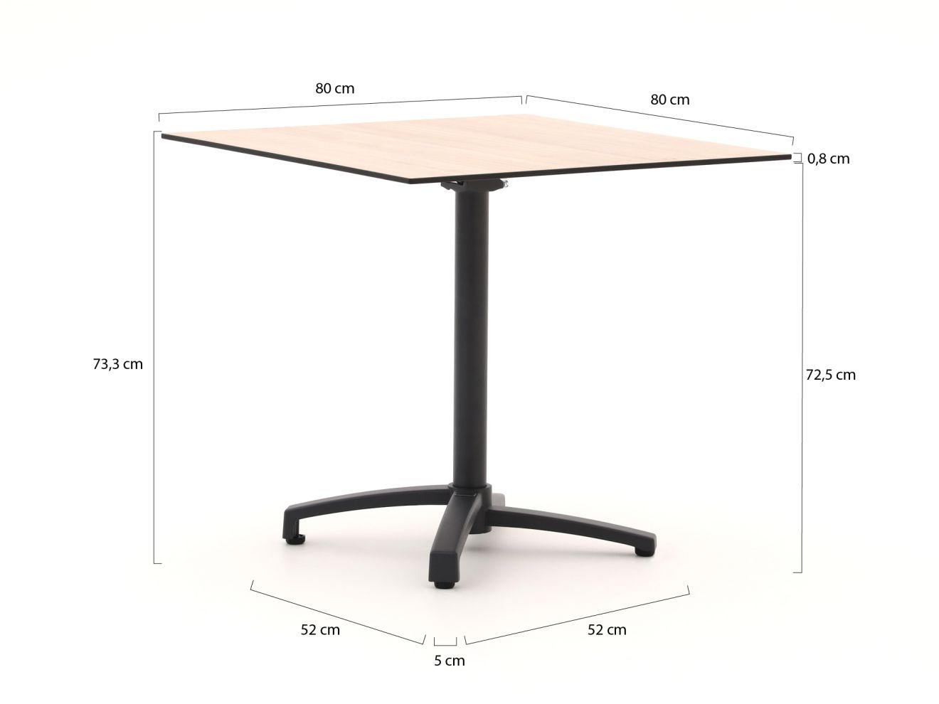 Bellagio Canzo Gartentisch klappbar 80x80x73 cm günstig online kaufen
