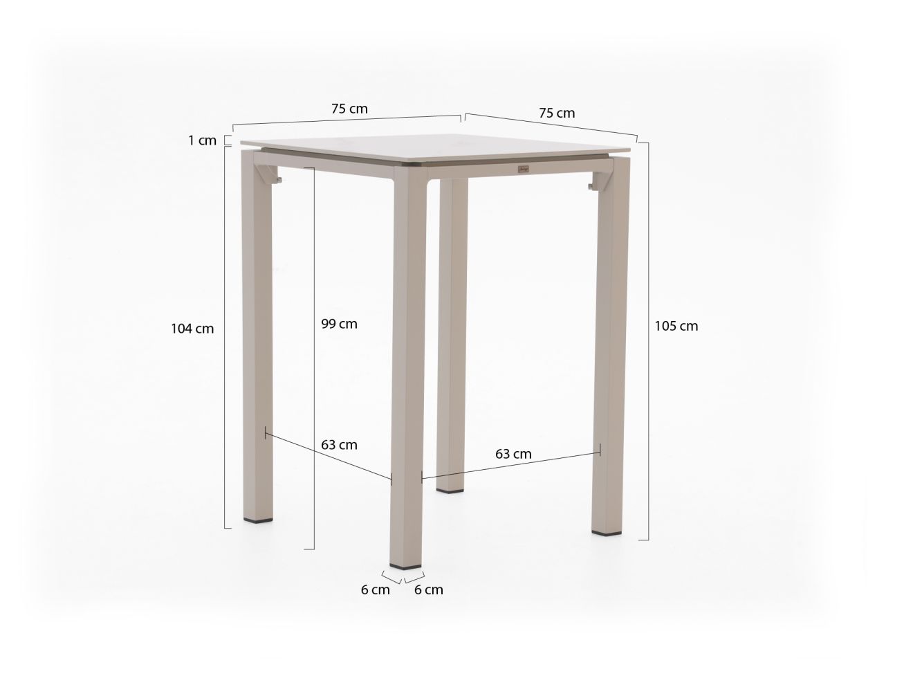 Bellagio Trecenta Bartisch 75x75x105cm günstig online kaufen