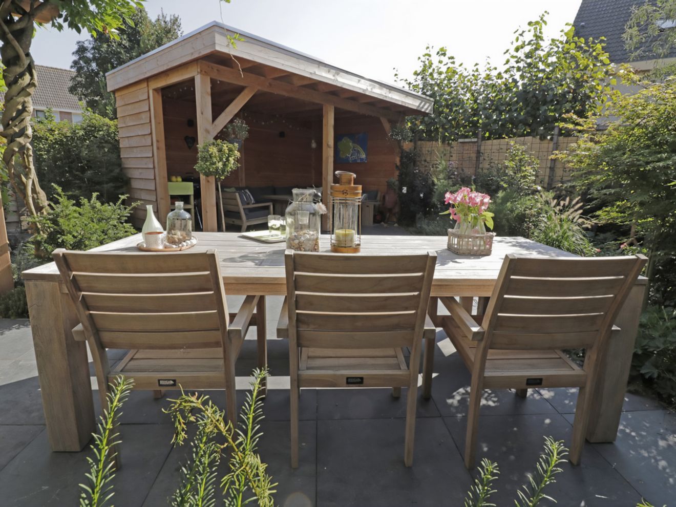 ROUGH-S/ROUGH-X 240 cm Gartenmöbel-Set 7-teilig stapelbar Braun  Rabatt: 30 %