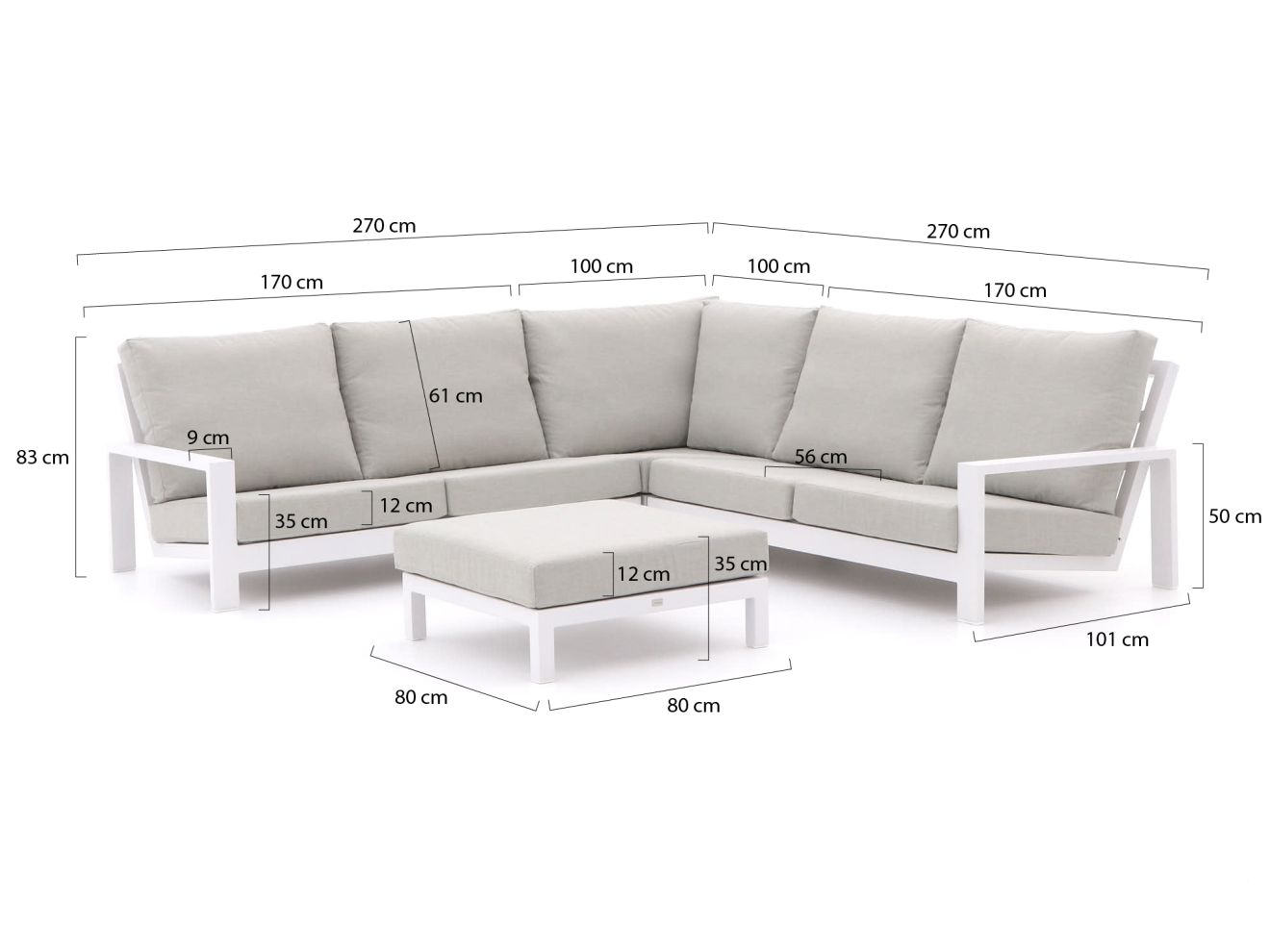 Bellagio Vezzano Ecklounge-Set 4-teilig Weiß 270x270cm Rabatt: 41 %