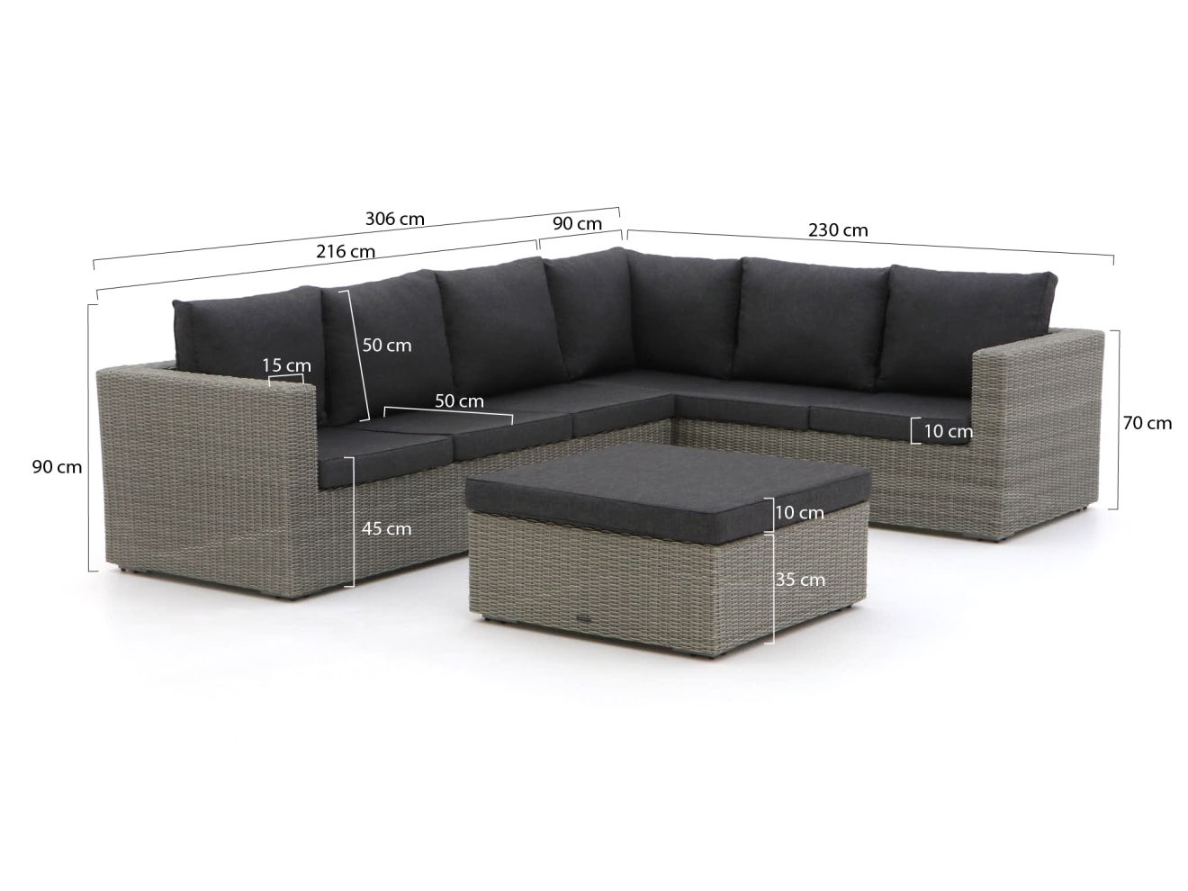 Intenso Carpino Ecklounge-Set 3-teilig r...