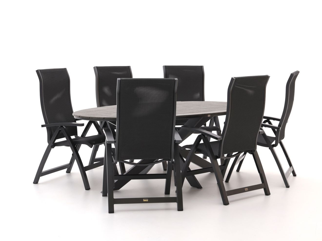 Bellagio Fermo/Fidenza ovaal 220 cm Gartenmöbel-Set 7-Teilig verstelbaar günstig online kaufen