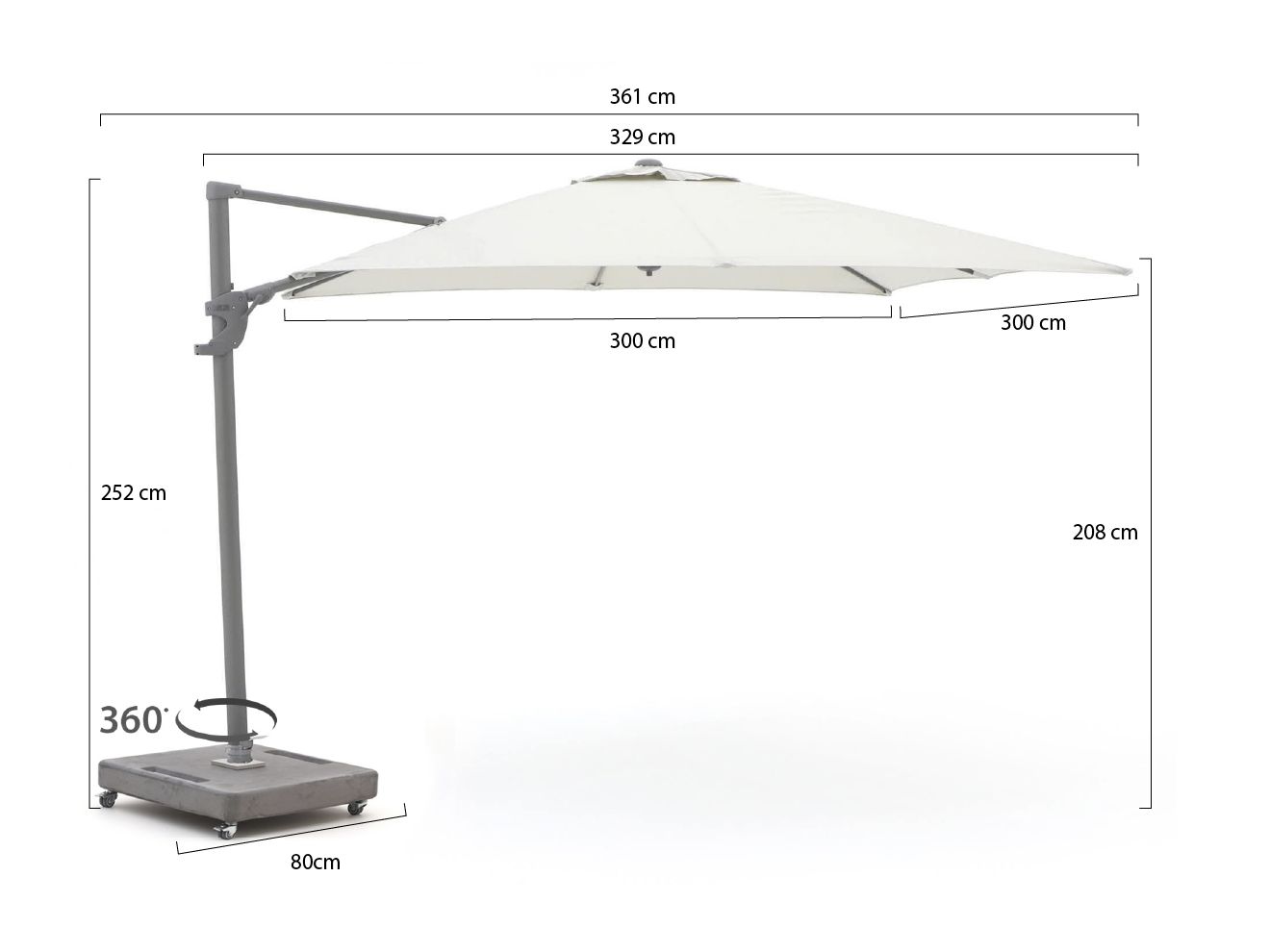 Shadowline Francisco Ampelschirm 300x300 cm günstig online kaufen