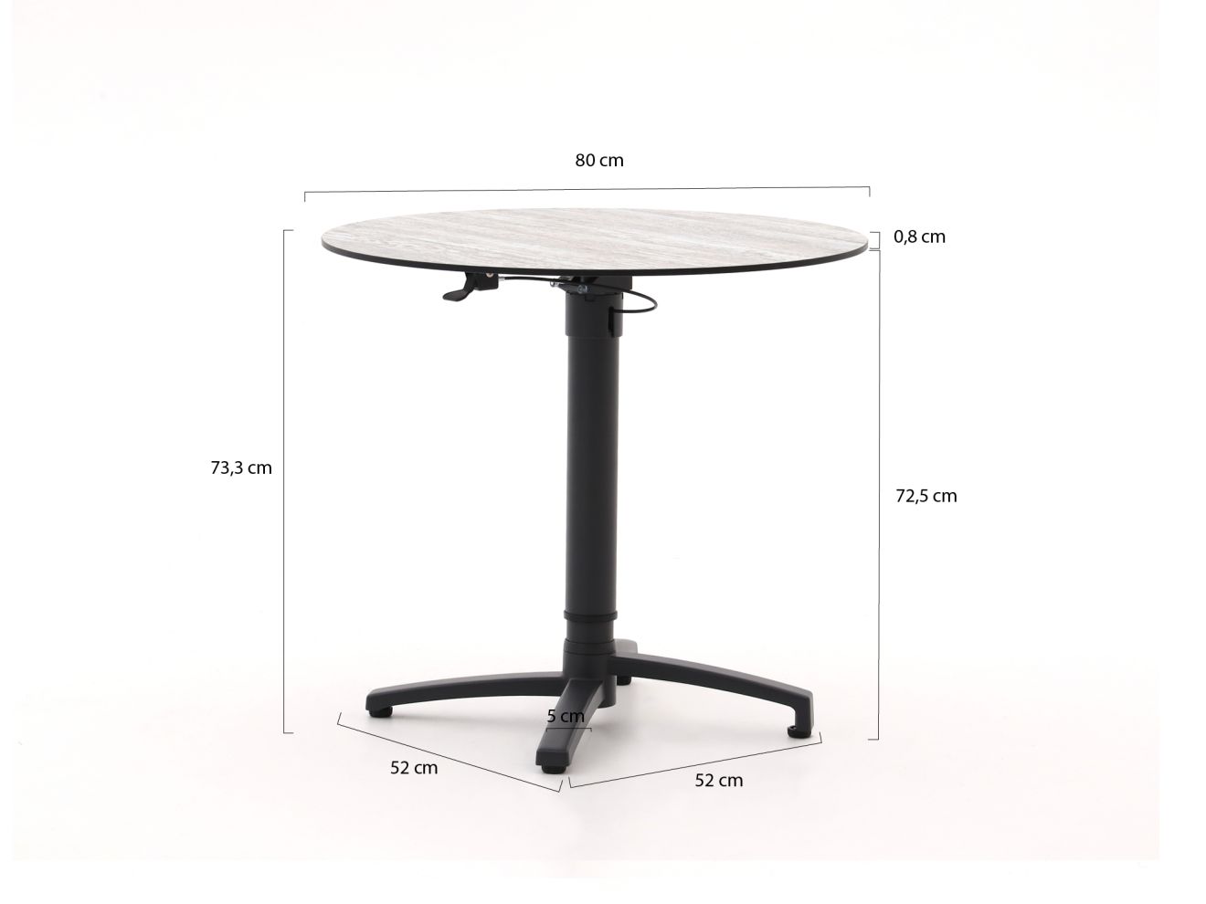 Bellagio Canzo Gartentisch klappbar Ø80 (h:73/109 cm) verstellbar günstig online kaufen