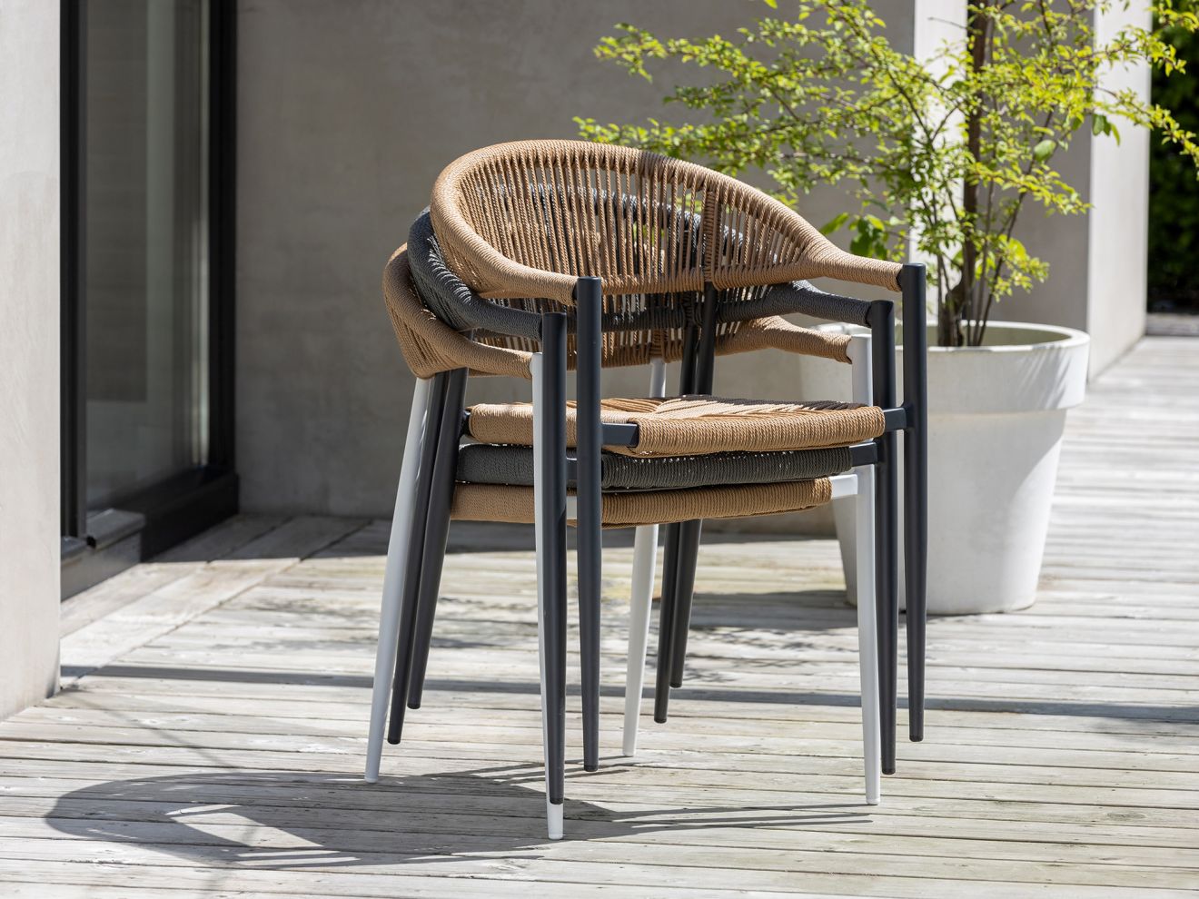 Manifesto Belpasso/Canzo 80 cm Gartenmöbel-Set 5-teilig stapelbar klappbar Grau  Rabatt: 22 %