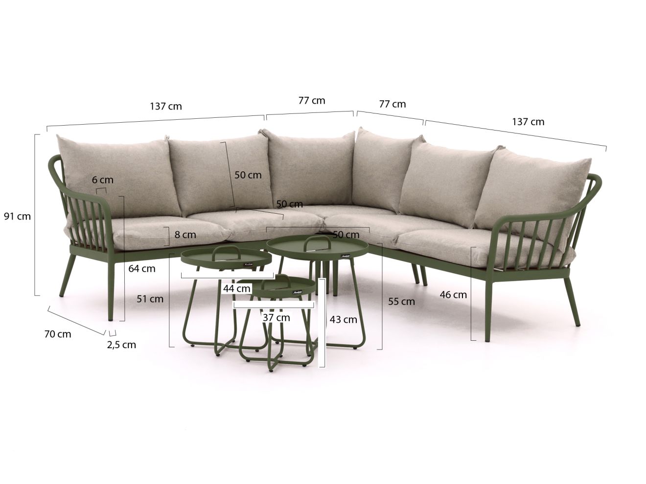 Manifesto Celante/Pito Ecklounge-Set 6-teilig Grün 214x214cm Rabatt: 21 %