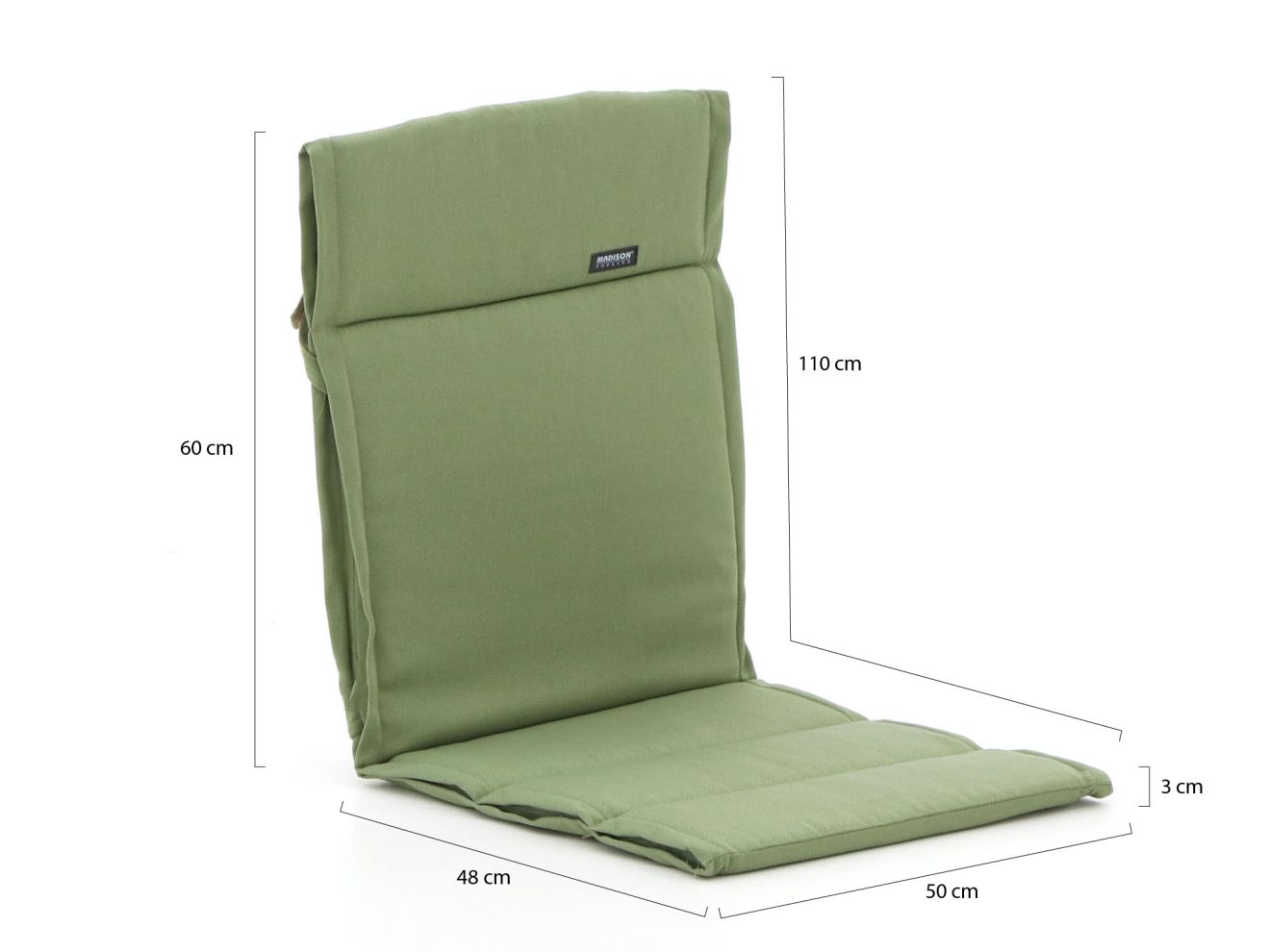 Madison Auflage Niedriglehner dünn 110x50 cm Grün 110x50cm Rabatt: 33 %