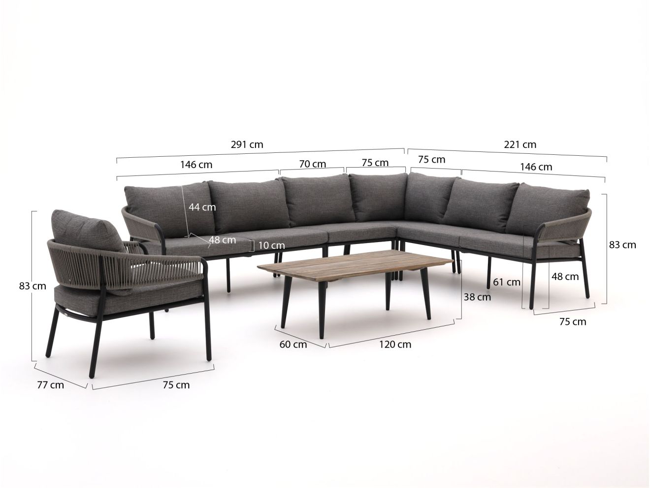 Bellagio Nova Siri/ROUGH-K Ecklounge-Set...