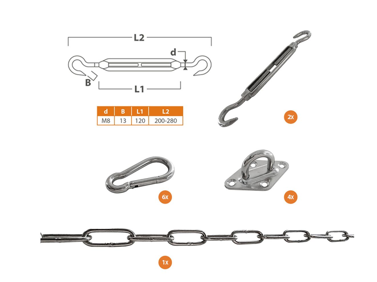 Shadow Comfort Befestigungsset für Sonnensegel Quadrat