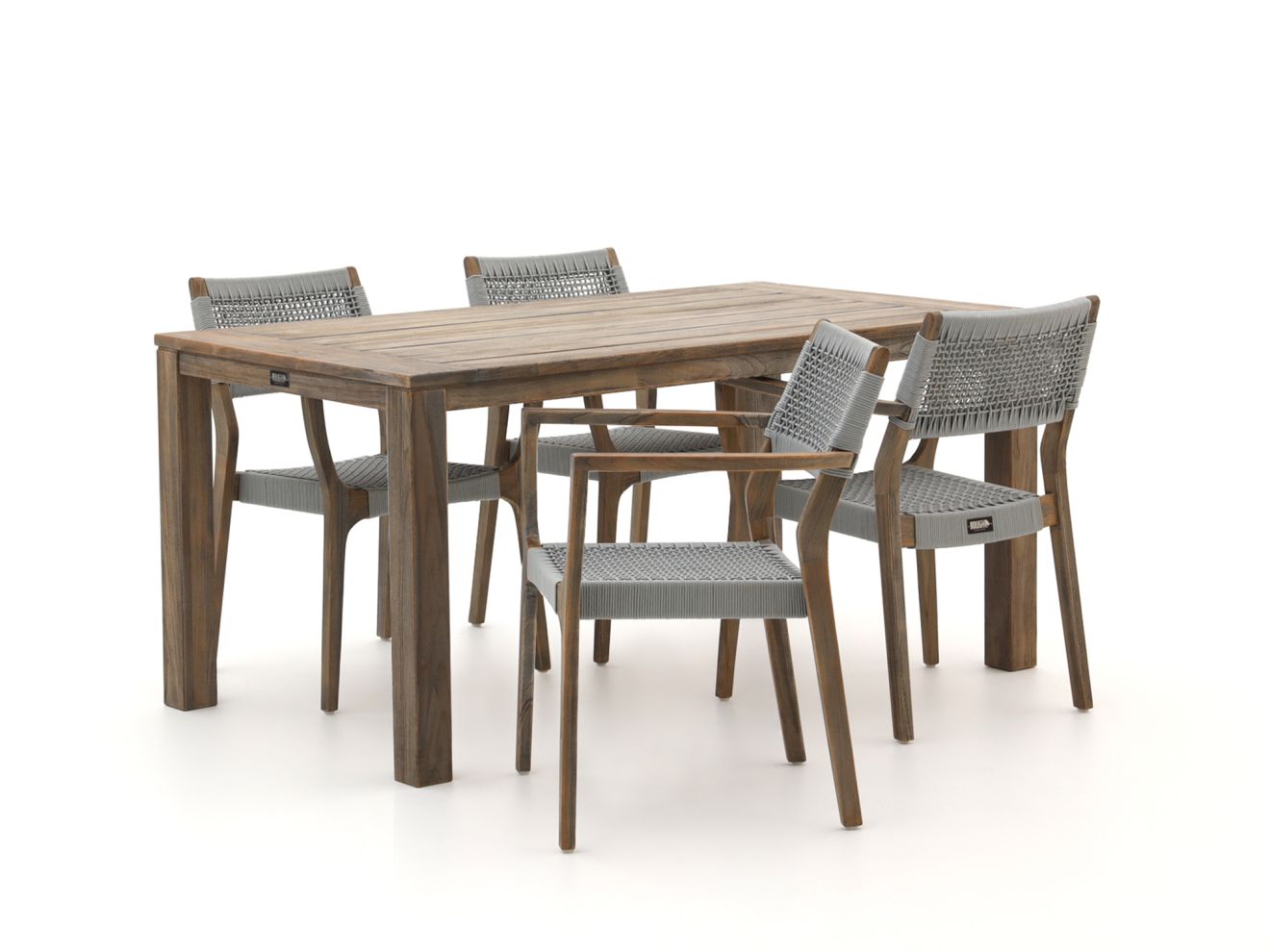 ROUGH-L Rope/ROUGH-S 160 cm Gartenmöbel-Set 5-teilig stapelbar Braun  Rabatt: 24 %