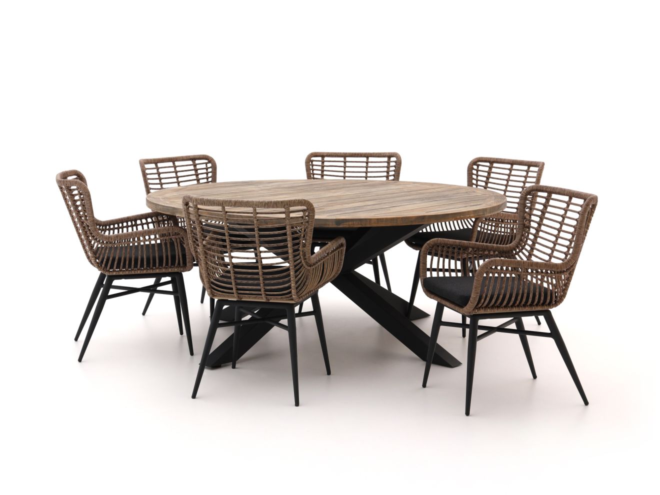 Intenso Asti/Rough-Y Ø 180 cm Gartenmöbel-Set 7-teilig Grau 180cm Rabatt: 28 %